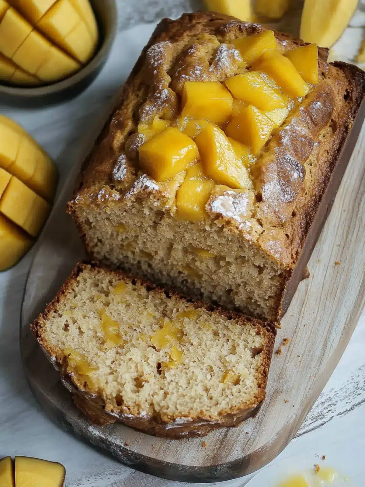 Moist Mango Bread with Zesty Lime and Crunchy Almonds 3 Mango Bread