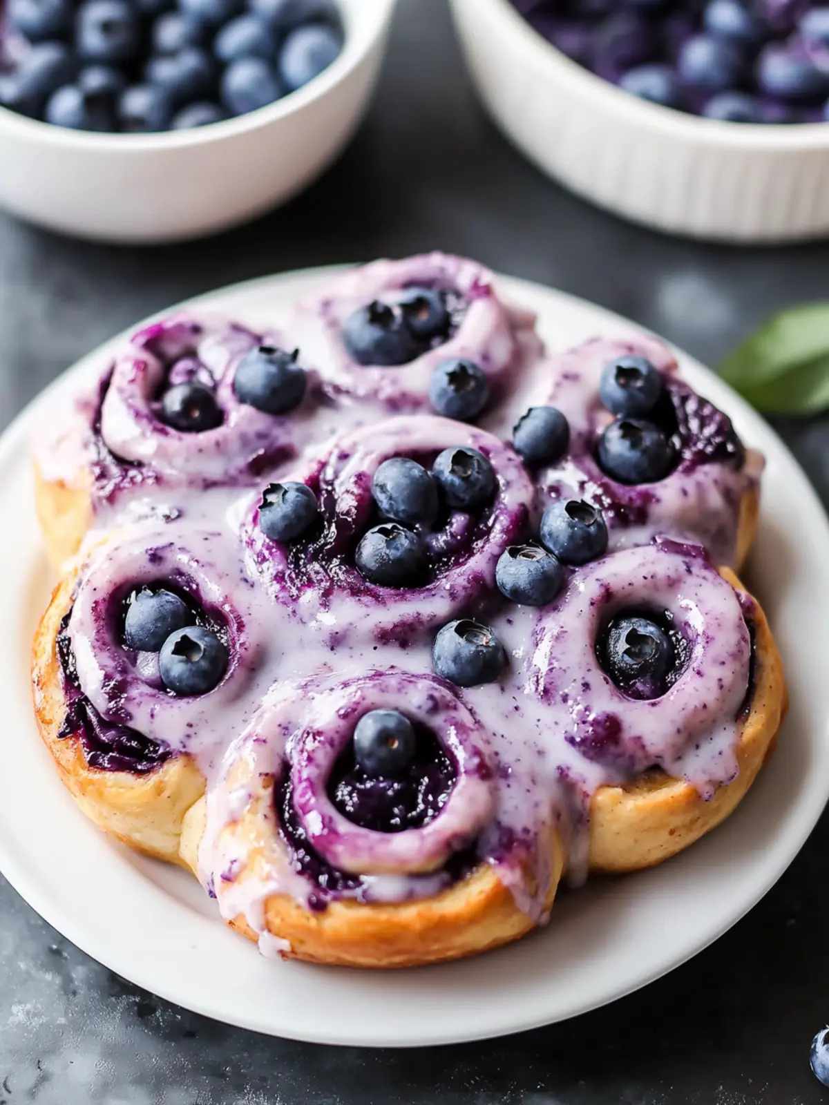 Blueberry Cinnamon Rolls with Blueberry Cream Cheese Frosting