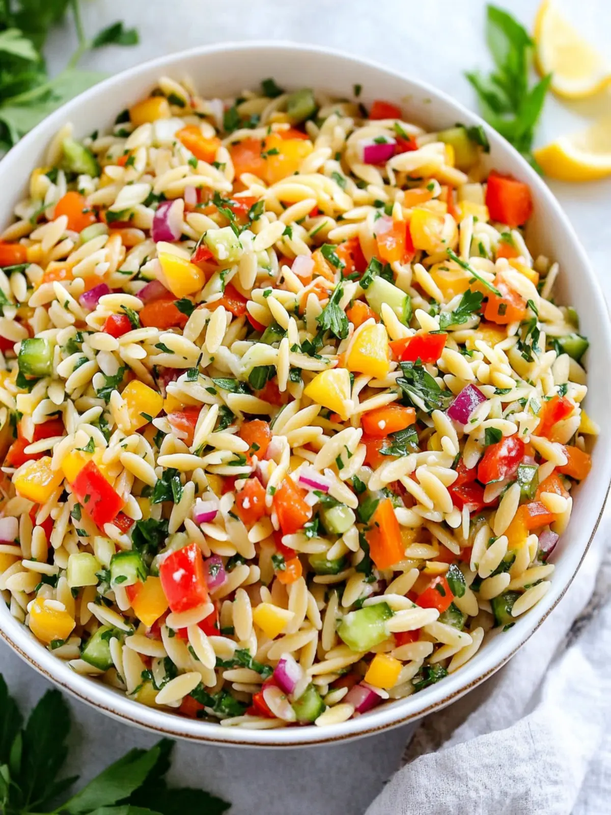 Colorful Rainbow Orzo Salad with Zesty Lemon Dressing 2 Rainbow Orzo Salad