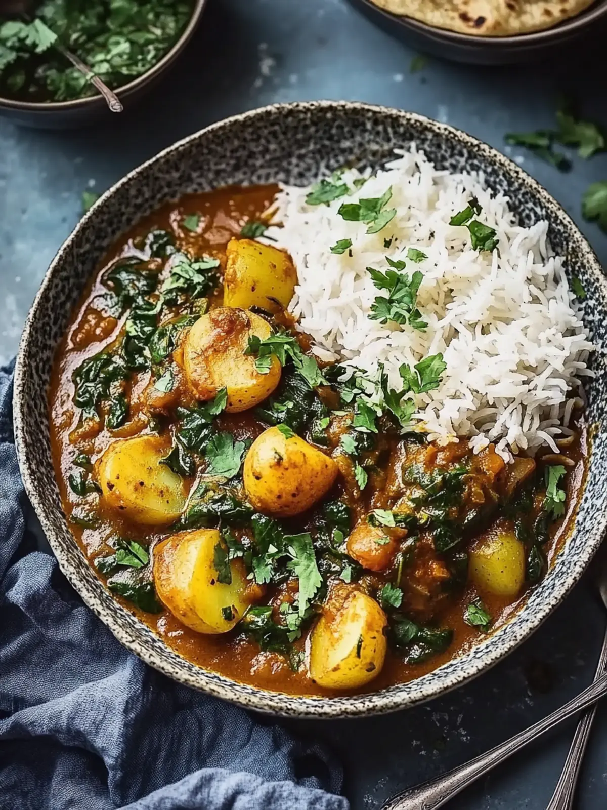 Saag Aloo Potato Curry with Spinach and Spicy Warm Flavors 4 Saag Aloo Potato Curry with Spinach and Warm Spices