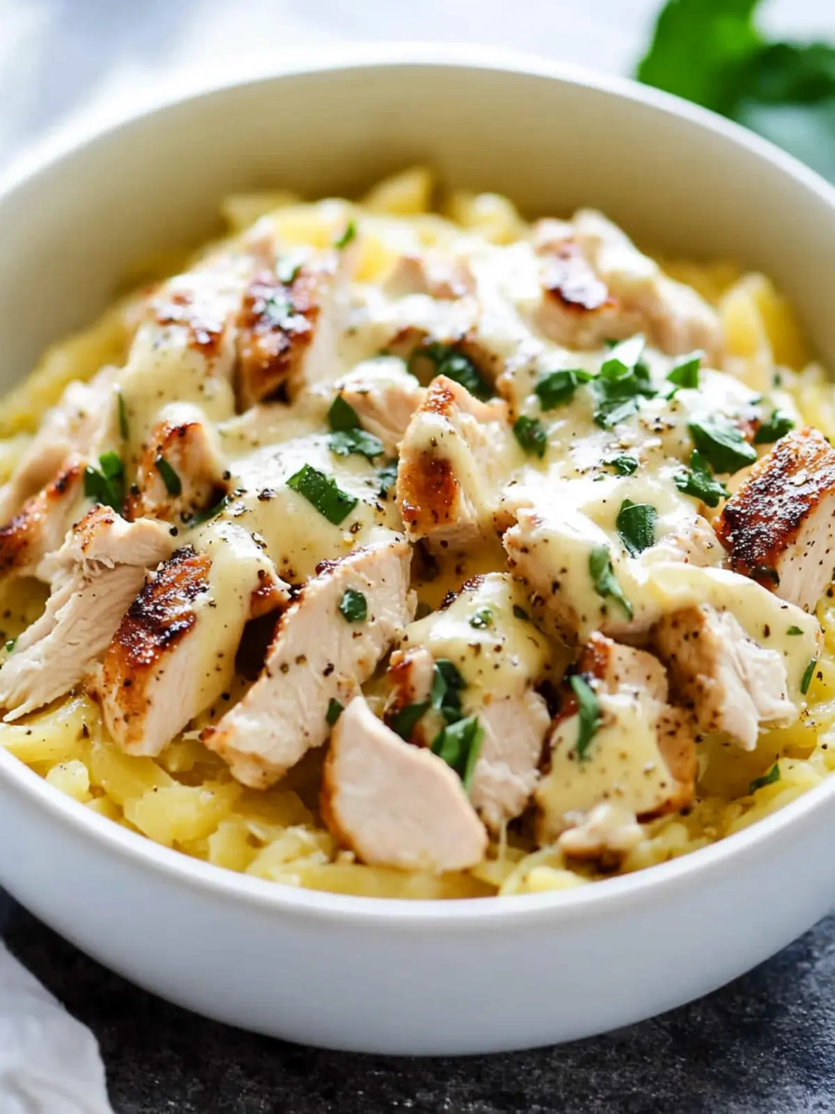 Creamy Paleo Chicken Alfredo with Spaghetti Squash Delight 2 Paleo Chicken Alfredo with Spaghetti Squash