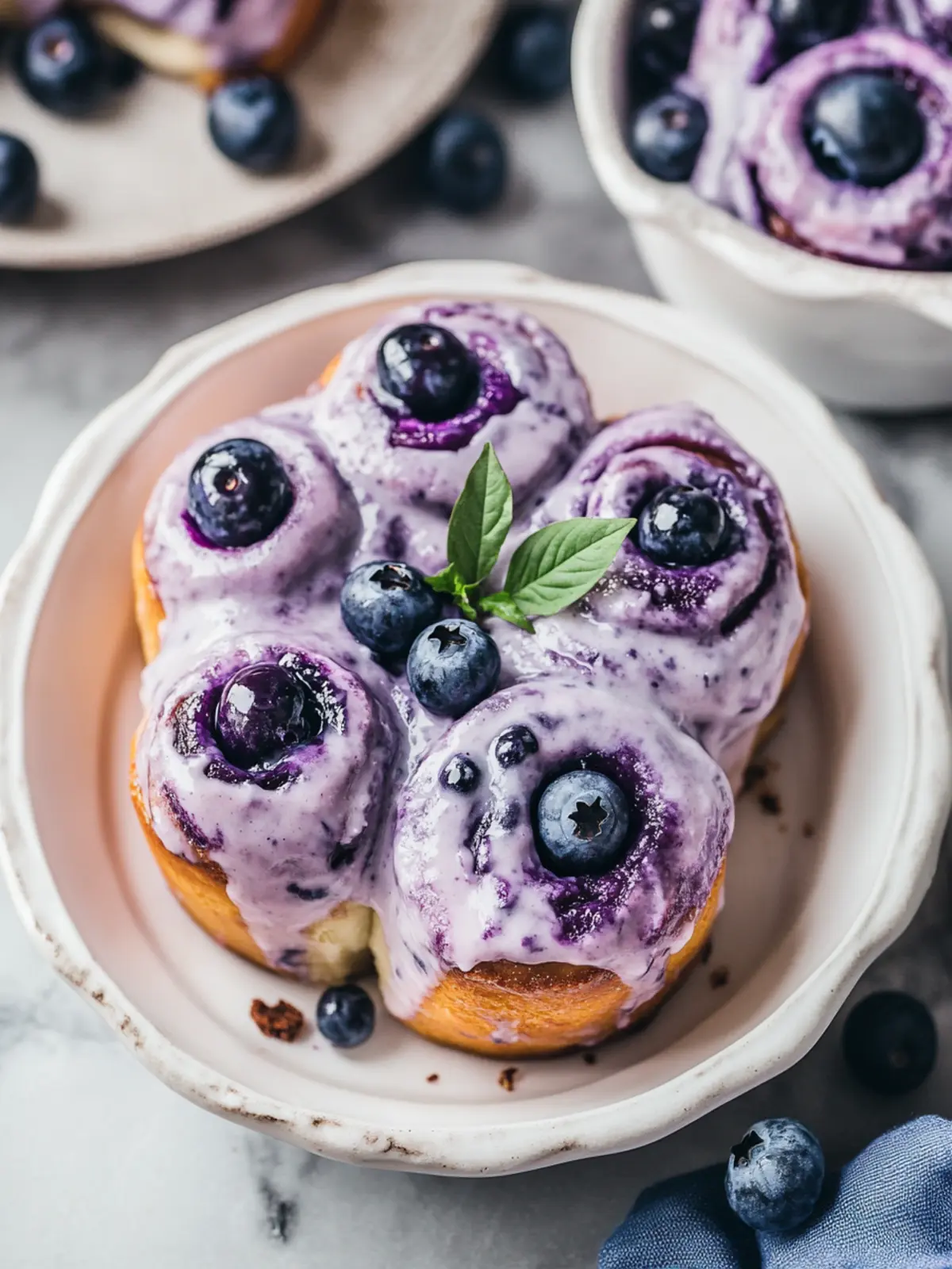 Blueberry Cinnamon Rolls with Blueberry Cream Cheese Frosting