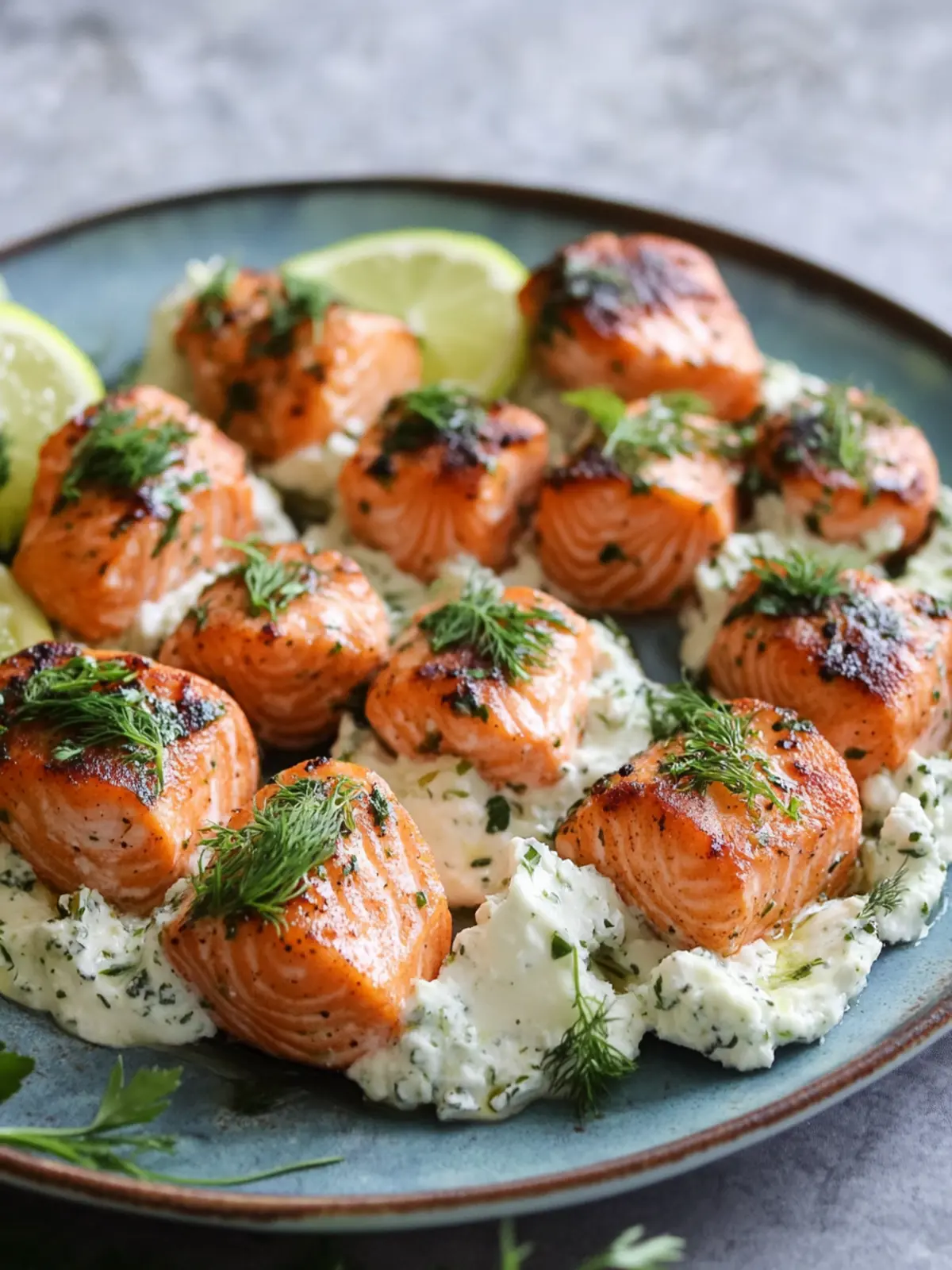 Sumac Salmon Bites with Herb Whipped Feta