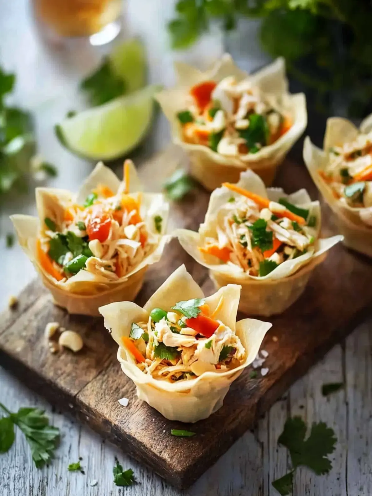 Thai Chicken Salad Wonton Cups