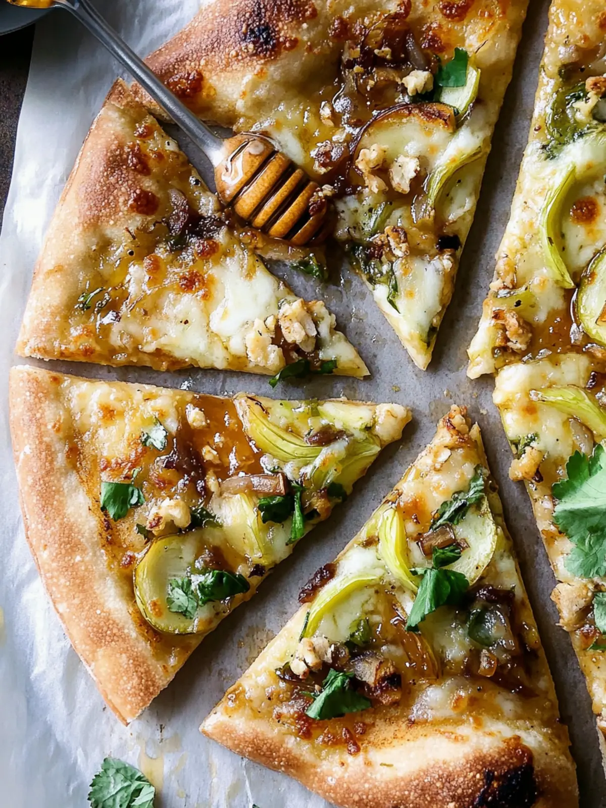 Delicious Caramelized Leek Pizza with Spicy Honey Drizzle 4 Caramelized Leek Pizza with Spicy Honey