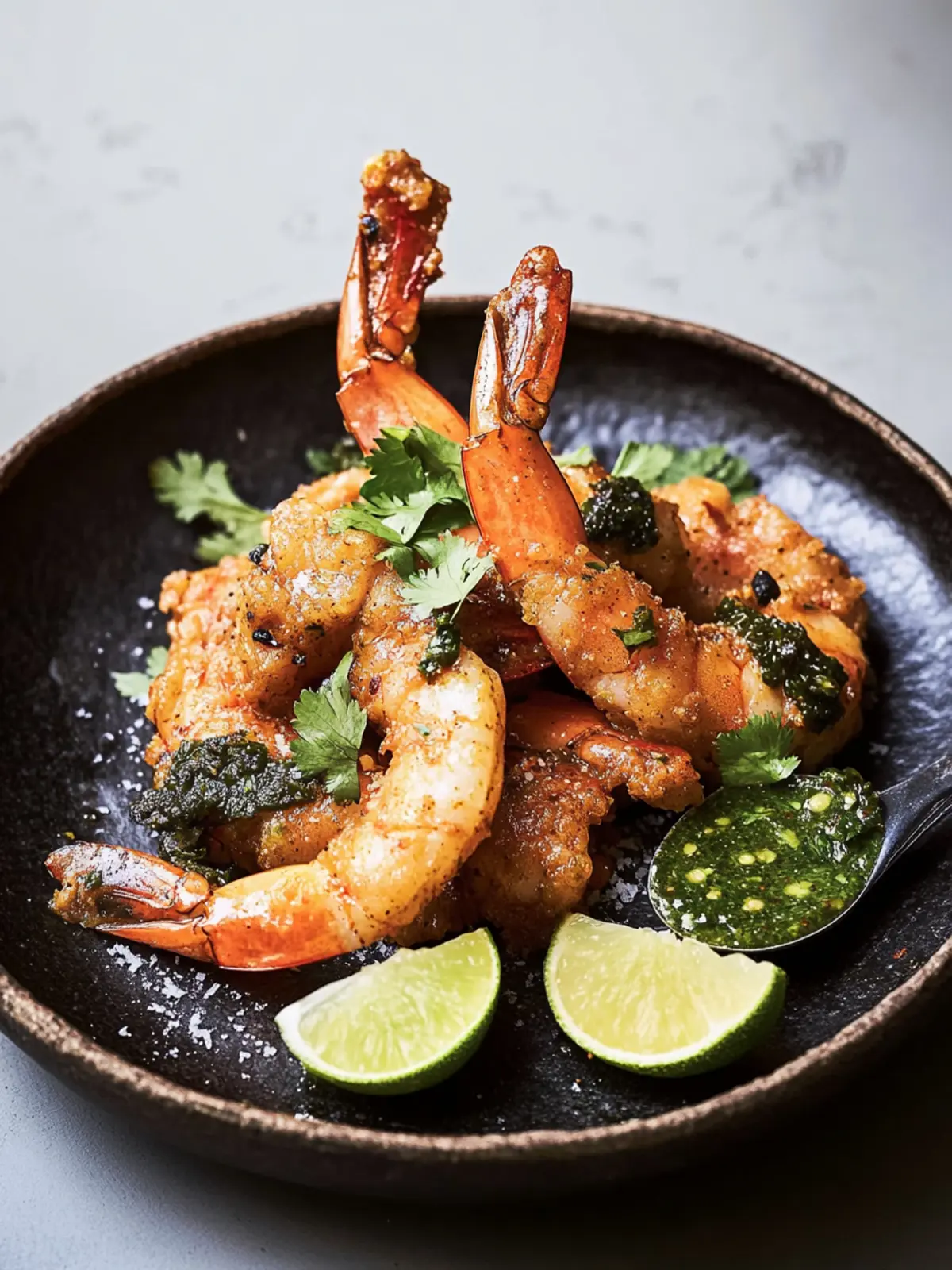 Crispy Prawns with Coconut Chutney & Zesty Green Chilli Jam 5 Prawns with Coconut Chutney and Green Chilli Jam