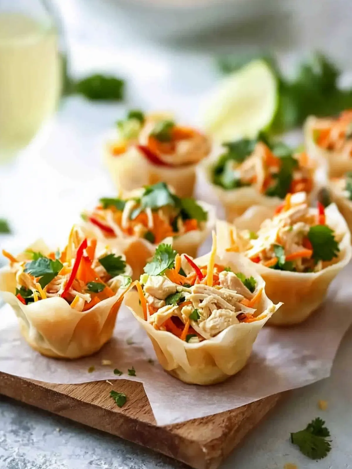 Thai Chicken Salad Wonton Cups