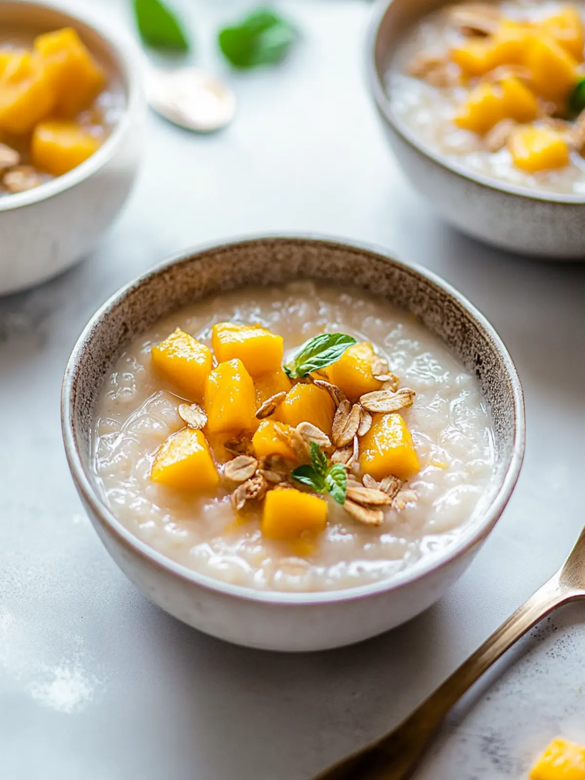 Creamy Mango Congee: A Tropical Vegan Delight for Breakfast 5 Mango Congee