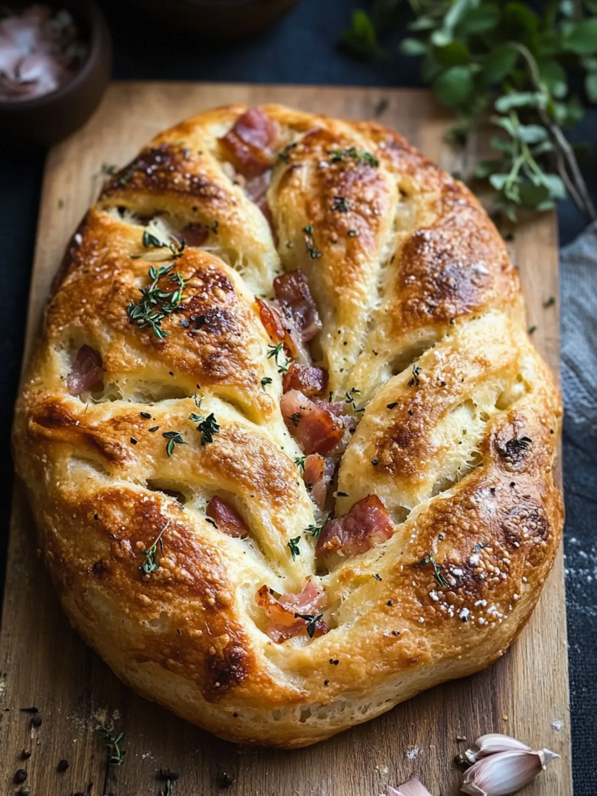 Bacon Fougasse aux Lardons: Easy, Irresistibly Savory Bread 3 Fougasse aux Lardons