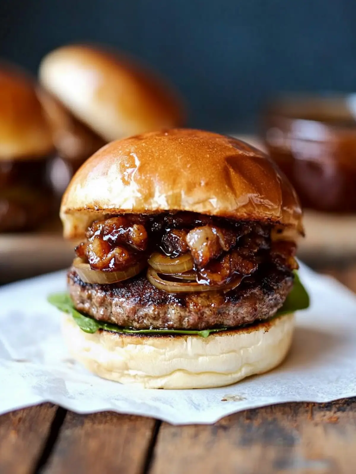 Bacon Burgers with Bacon Onion Balsamic Jam