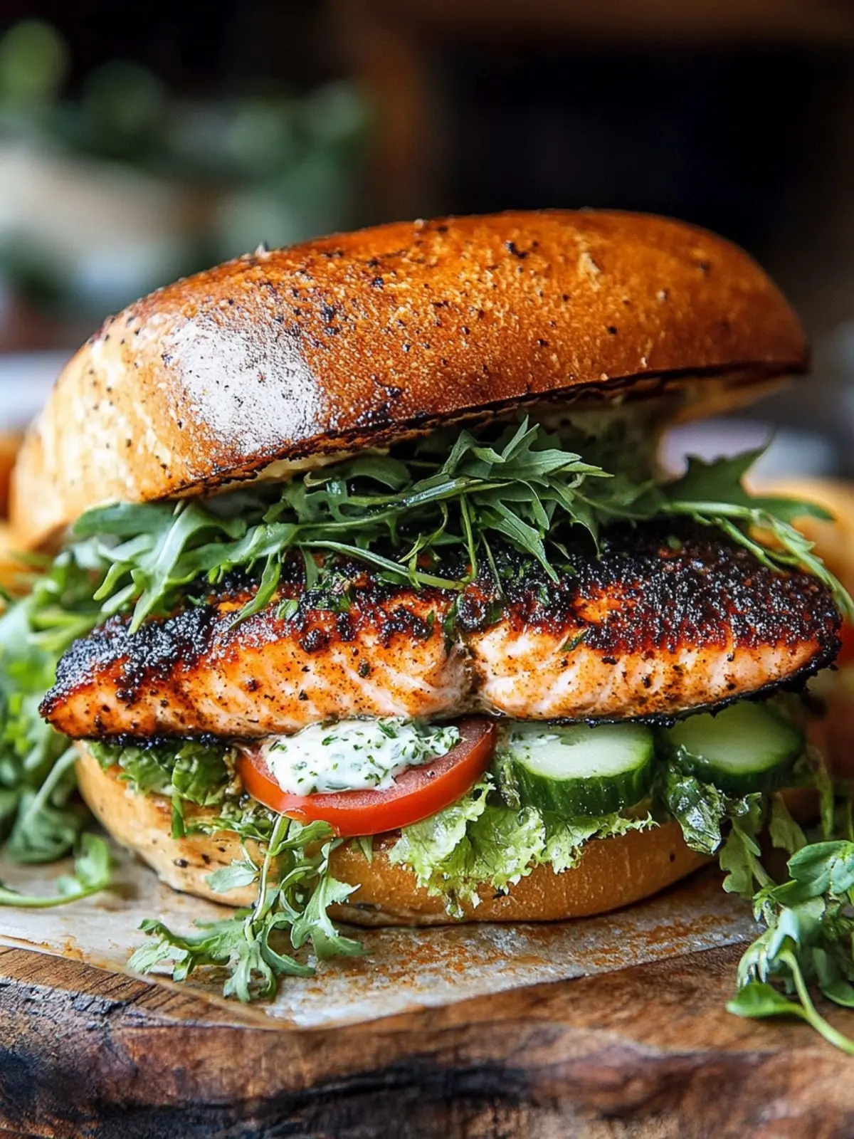 Blackened Salmon Sandwich Cajun