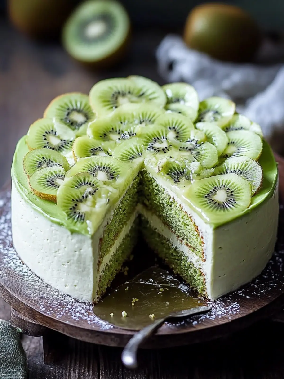 Matcha Kiwi Cake with Mizuba Powde