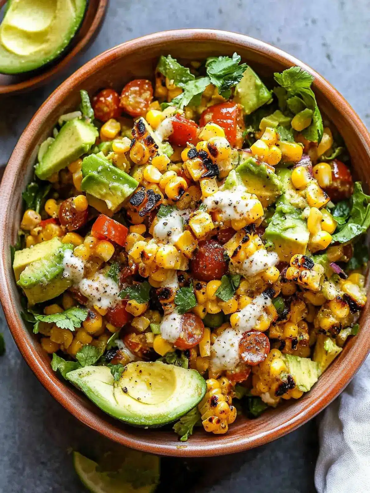 Grilled Corn and Avocado Salad with Harissa Ranch Delight 3 Grilled Corn and Avocado Salad with Harissa Ranch