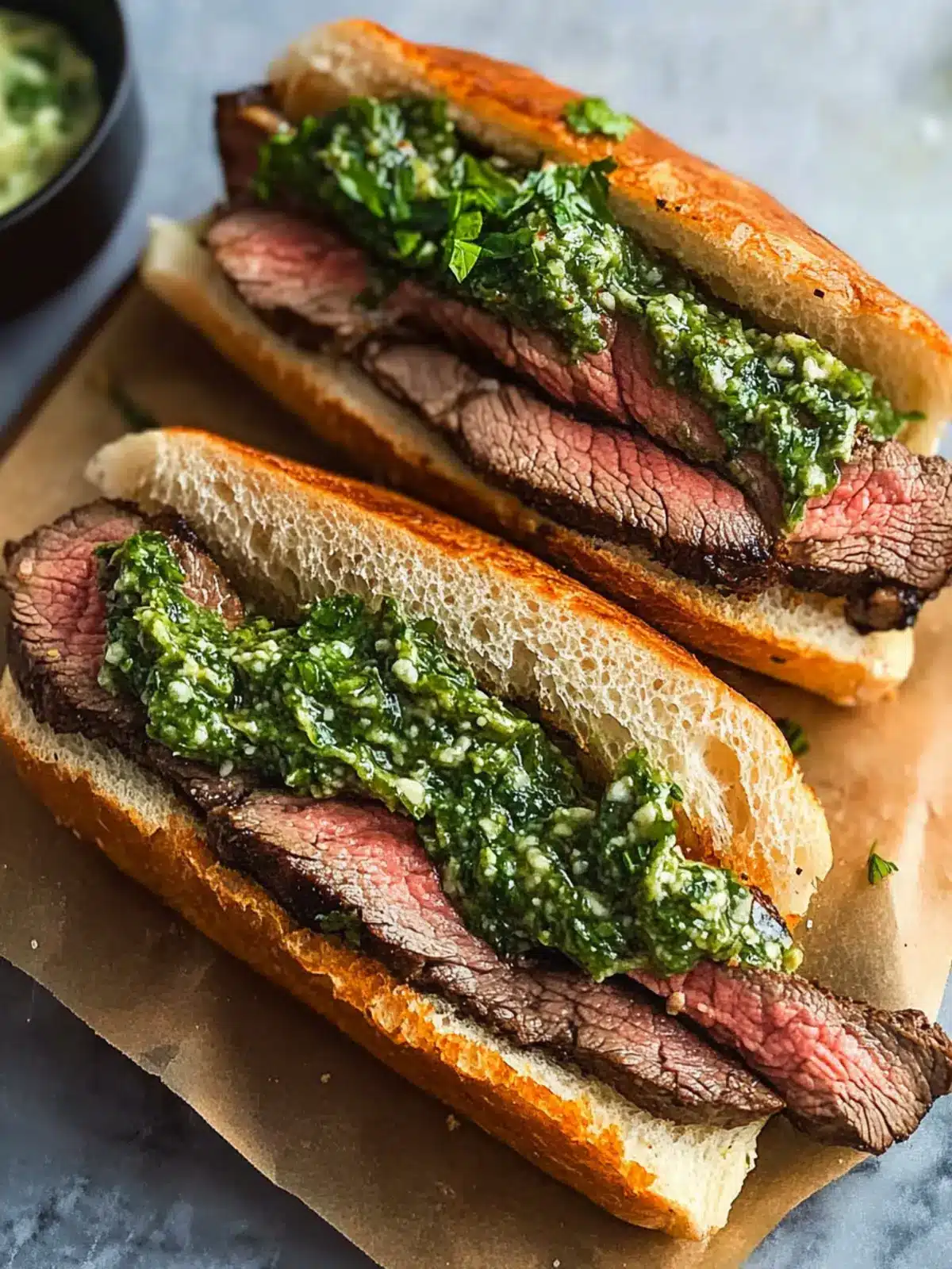 Flank Steak Sandwich with Chimichurri Aioli for Ultimate Flavor 4 Flank Steak Sandwich with Chimichurri Aioli