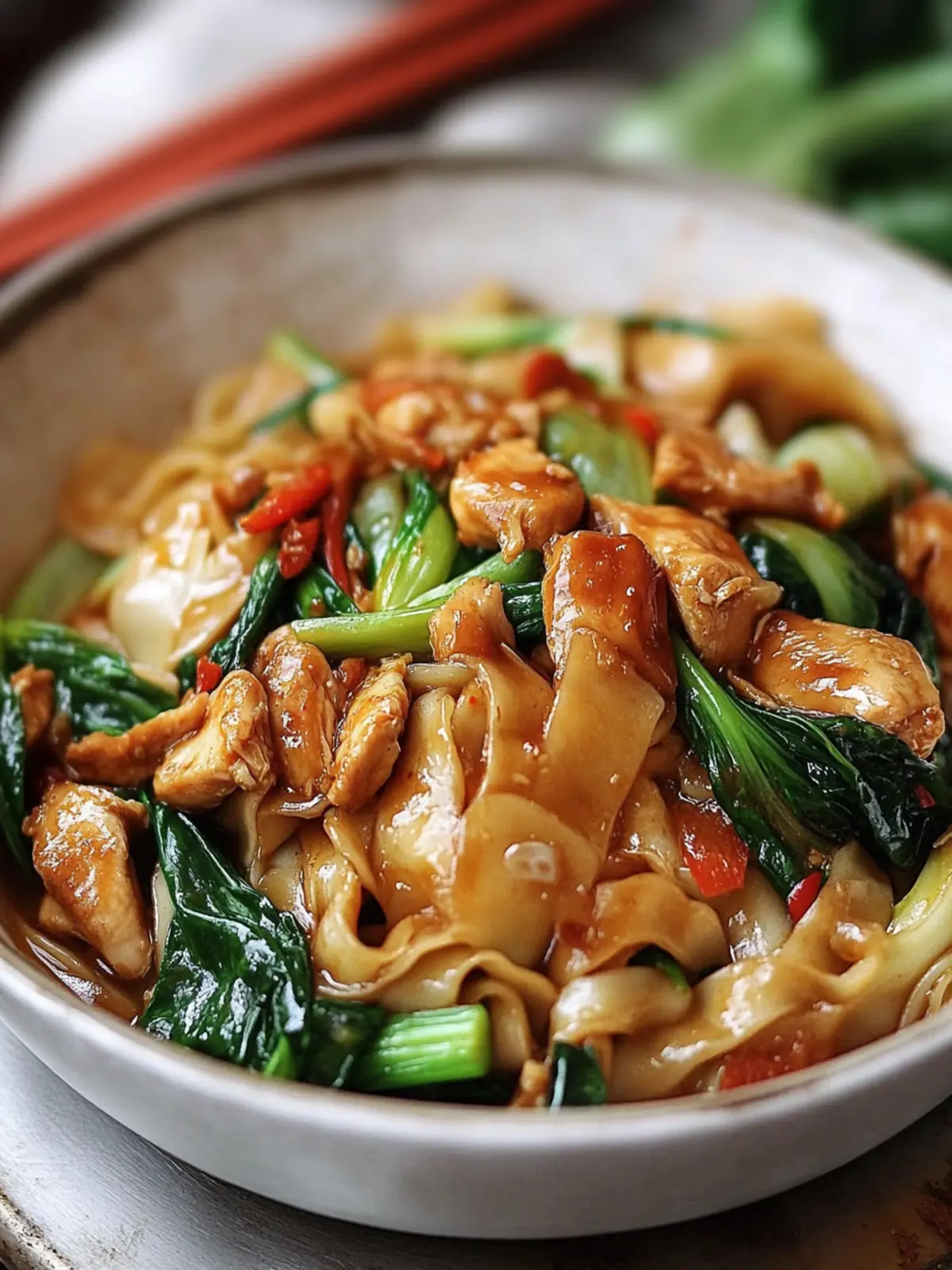 Drunken Chicken Noodles With Bokchoy