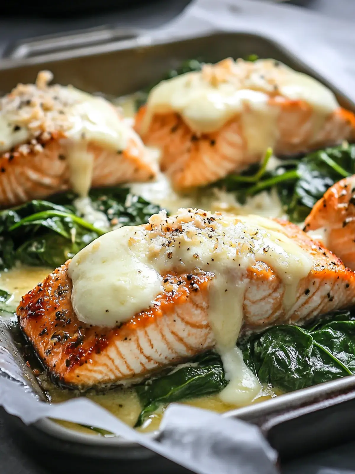 Baked Salmon with Spinach and Mozzarella for a Flavor Boost 4 Baked Salmon with Spinach and Mozzarella