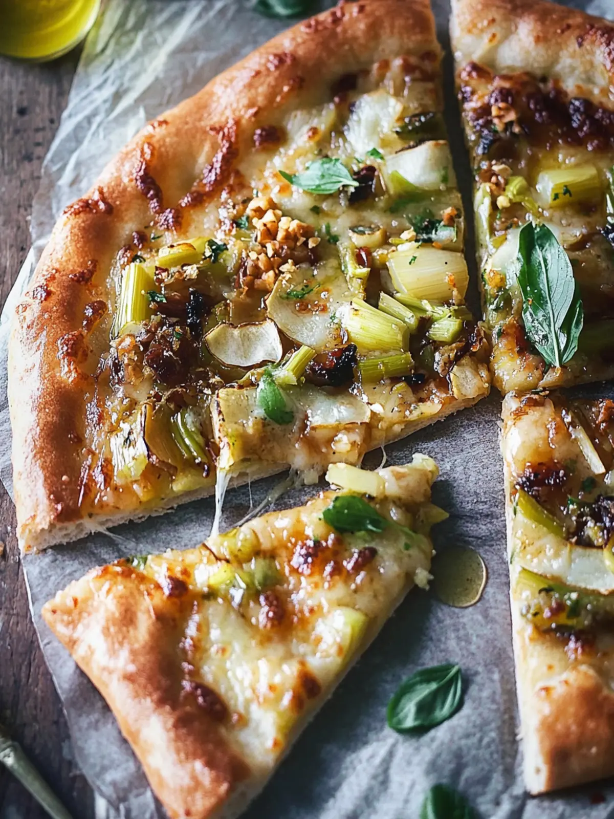 Delicious Caramelized Leek Pizza with Spicy Honey Drizzle 3 Caramelized Leek Pizza with Spicy Honey