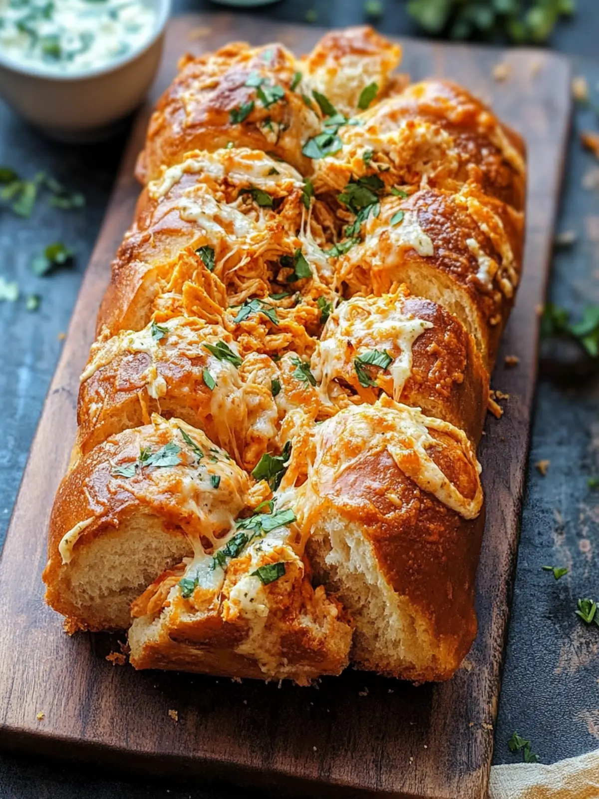 Buffalo Ranch Chicken Pull Apart Bread for Game Day Fun 5 Buffalo Ranch Chicken Pull Apart Bread