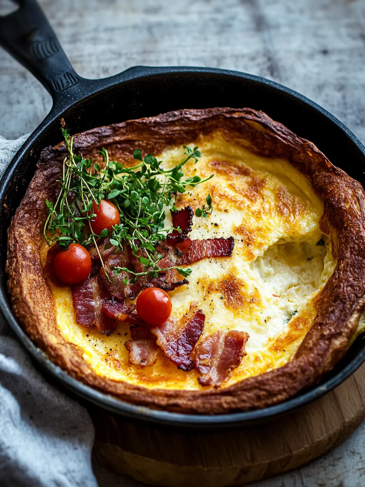 Two Cheese Dutch Baby with Bacon