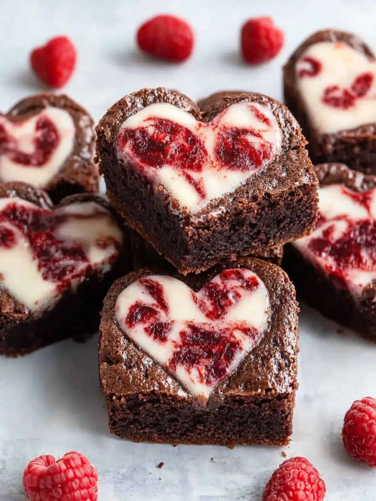 Delicious Heart Shaped Brownies with Raspberry Cheesecake Swirl 2 Heart Shaped Brownies