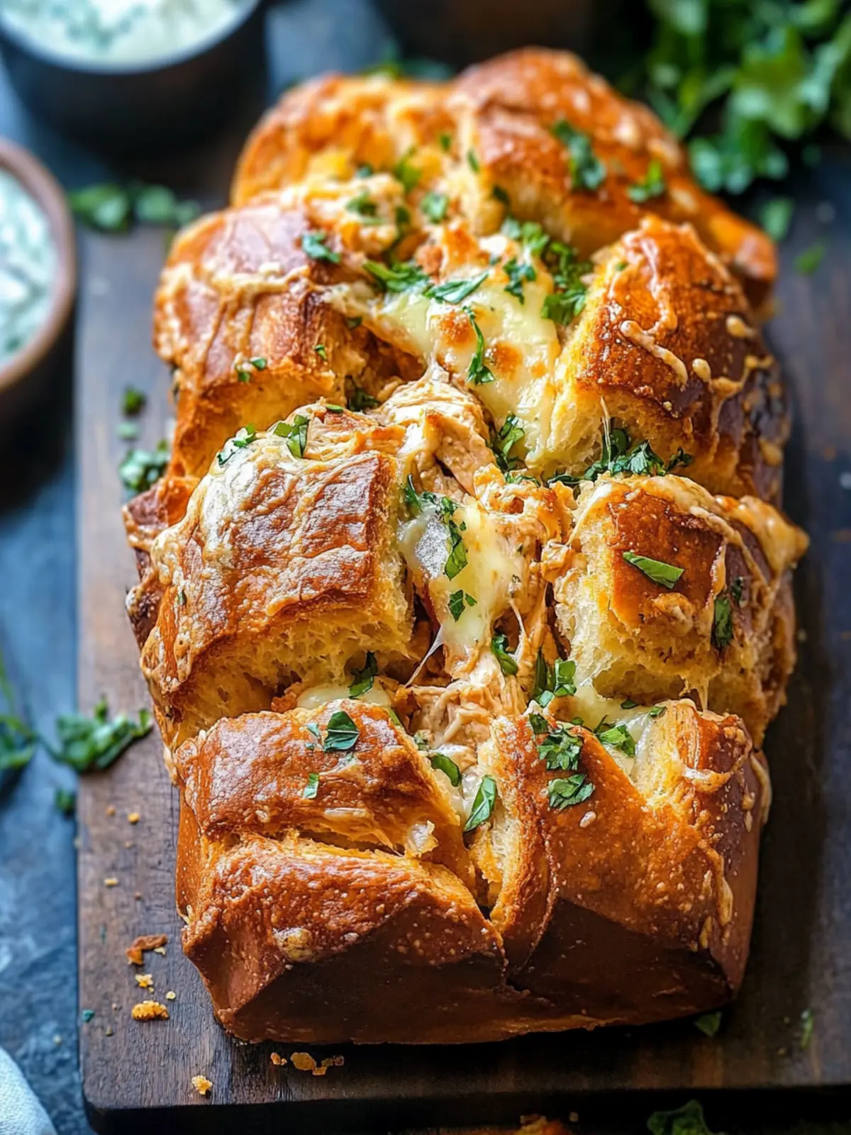 Buffalo Ranch Chicken Pull Apart Bread for Game Day Fun 2 Buffalo Ranch Chicken Pull Apart Bread