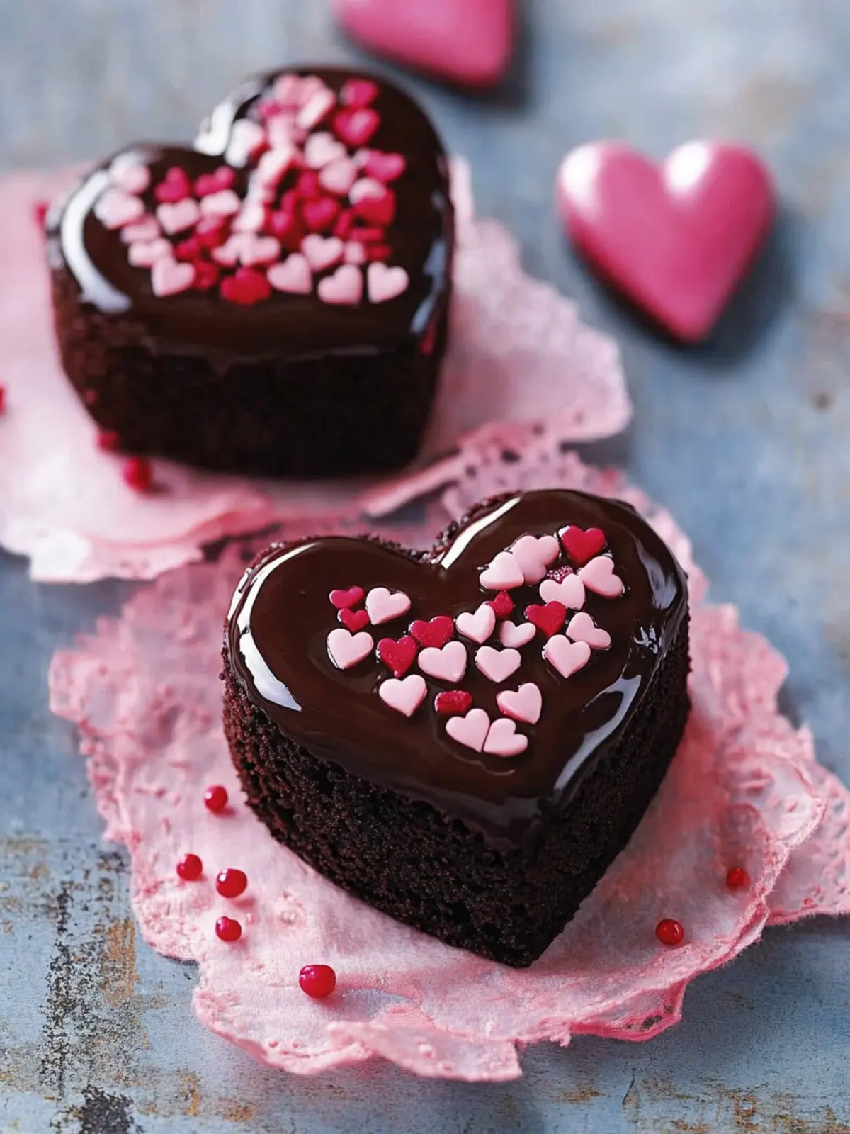 Mini Heart-Shaped Chocolate Cake