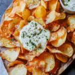 Crispy Homemade Potato Chips with Irresistible Gorgonzola Sauce 10 Homemade Potato Chips with Gorgonzola Cheese Sauce