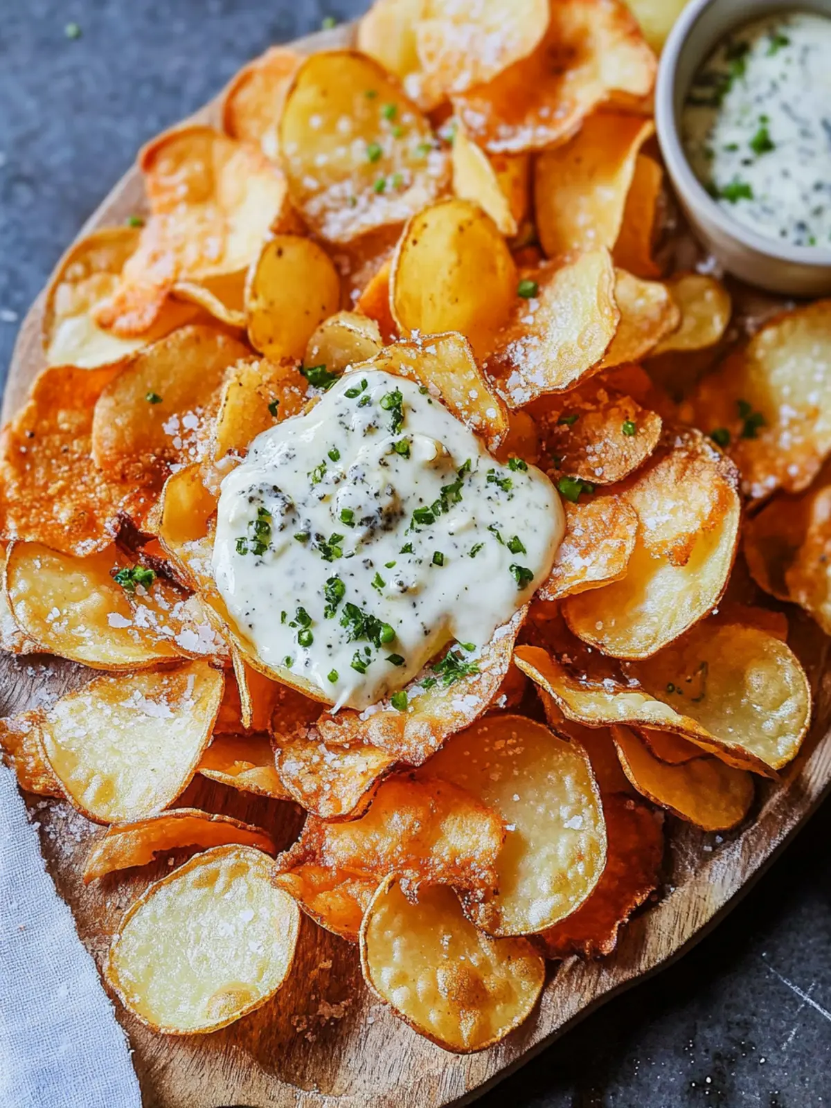 Crispy Homemade Potato Chips with Irresistible Gorgonzola Sauce 5 Homemade Potato Chips with Gorgonzola Cheese Sauce