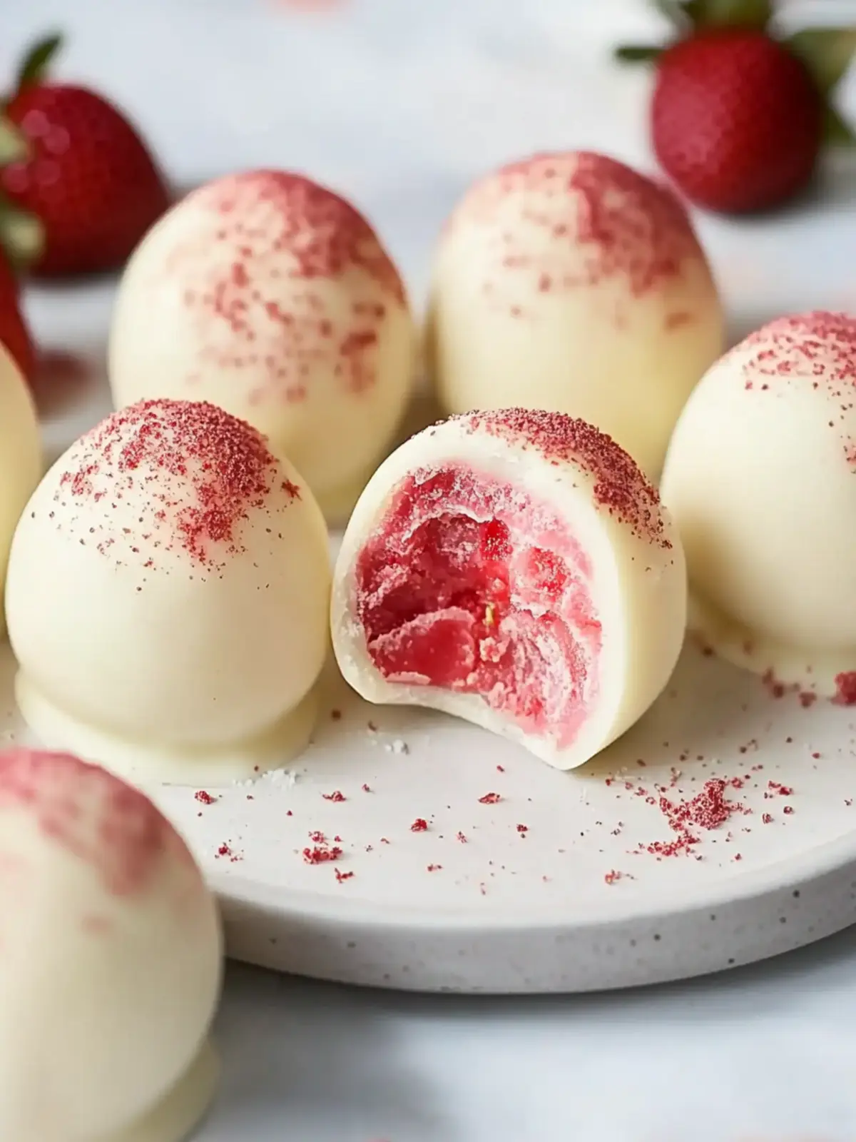 Easy White Chocolate Strawberry Truffles