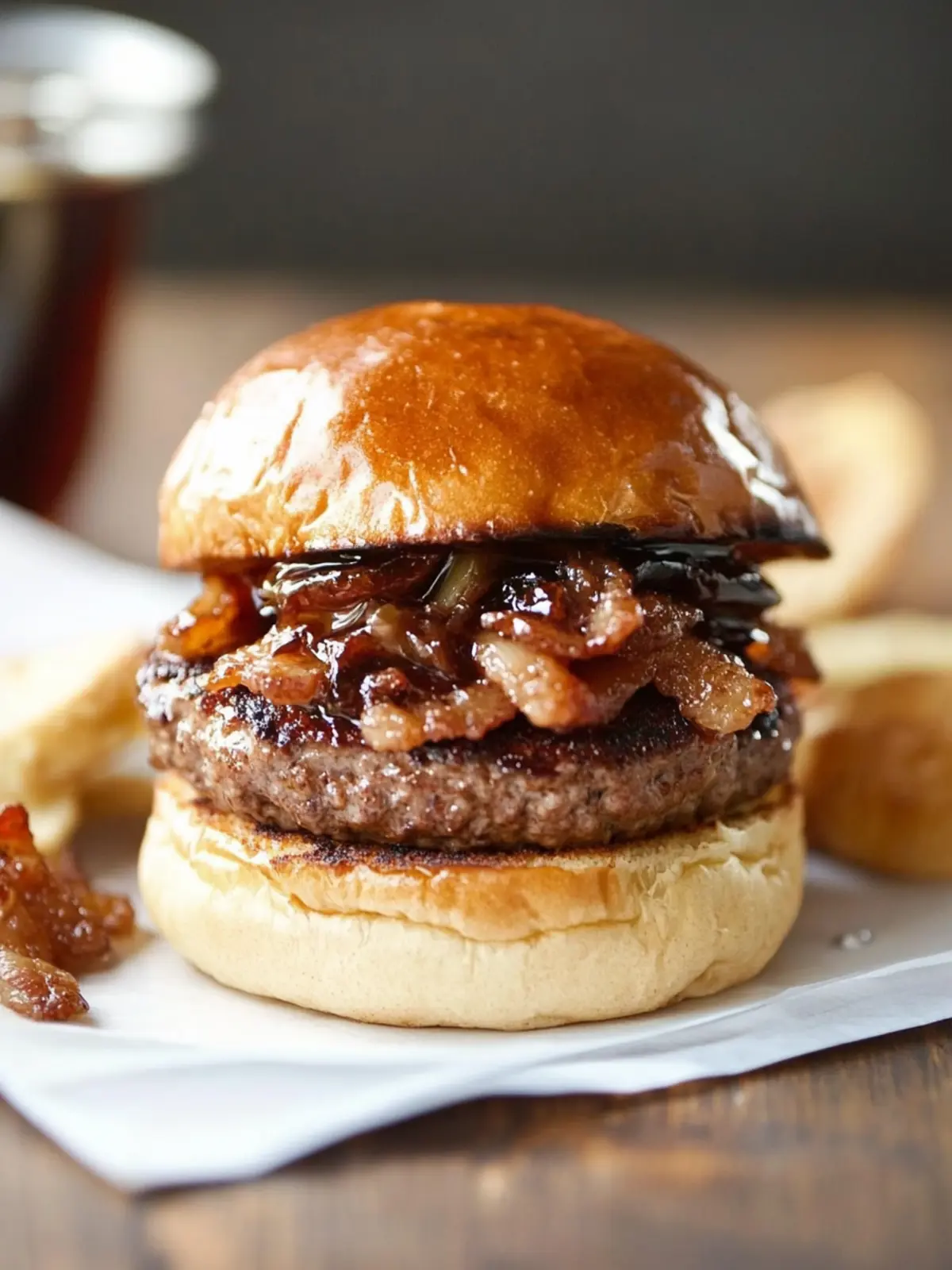 Bacon Burgers with Bacon Onion Balsamic Jam