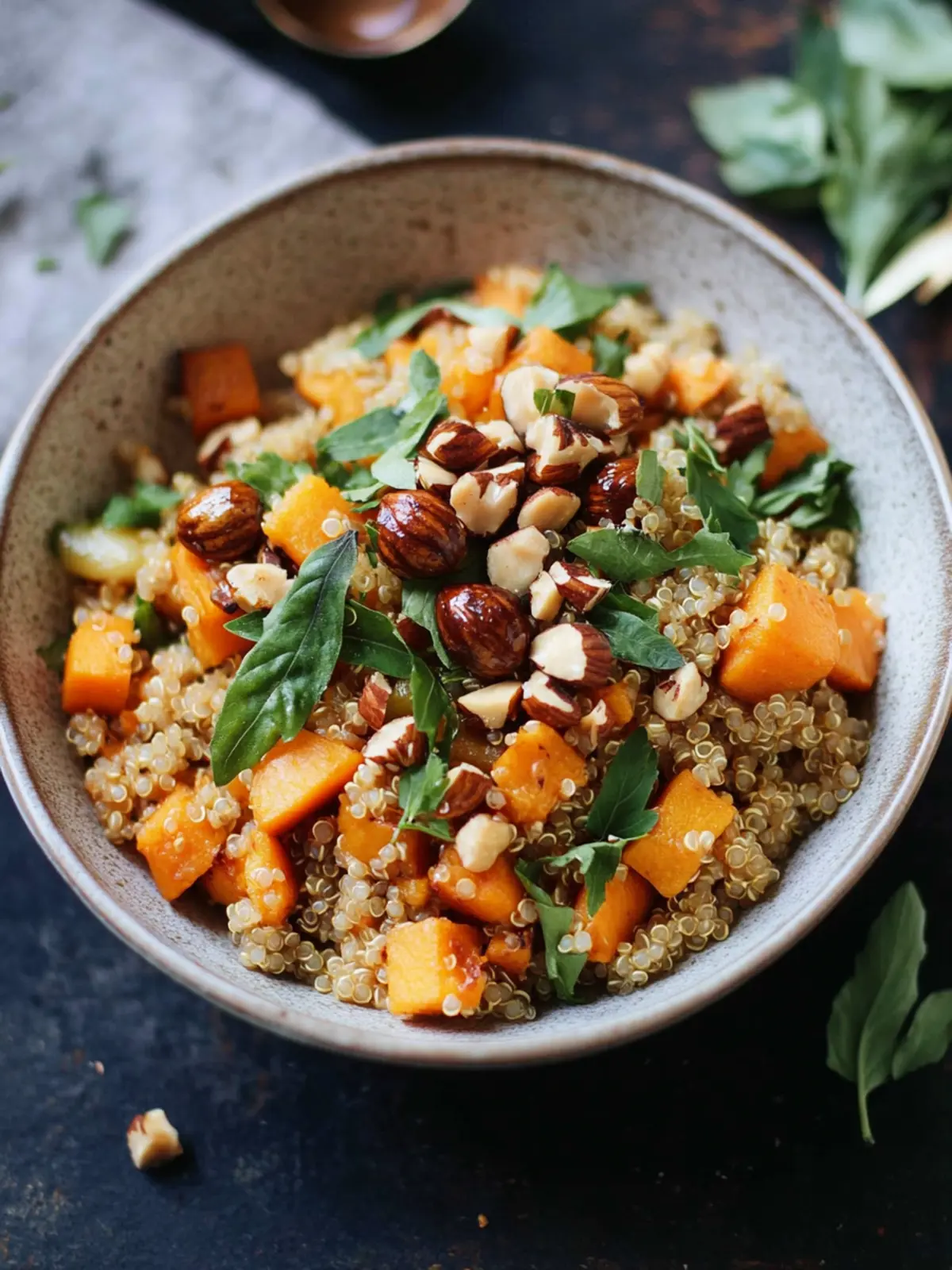 Sweet Potato Quinoa with Caramelized Hazelnuts