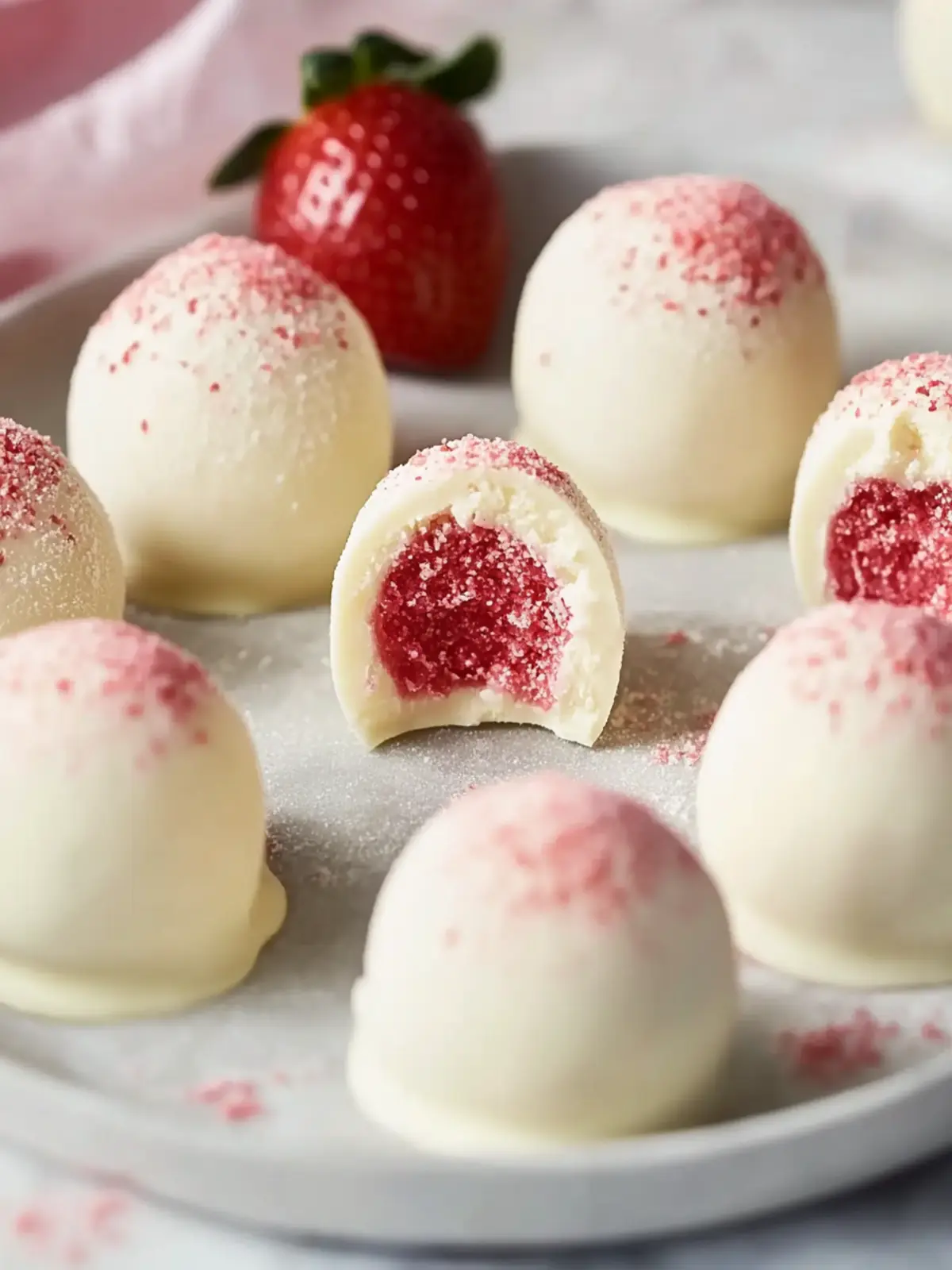 Easy White Chocolate Strawberry Truffles