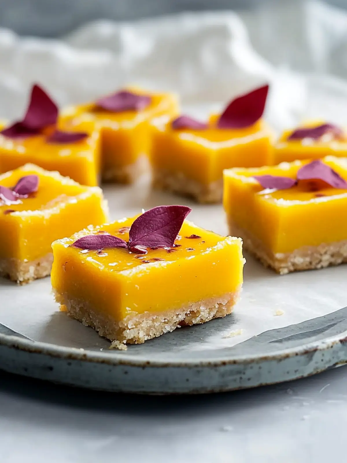 Mango Curd Dessert Bars with Shortbread Crust