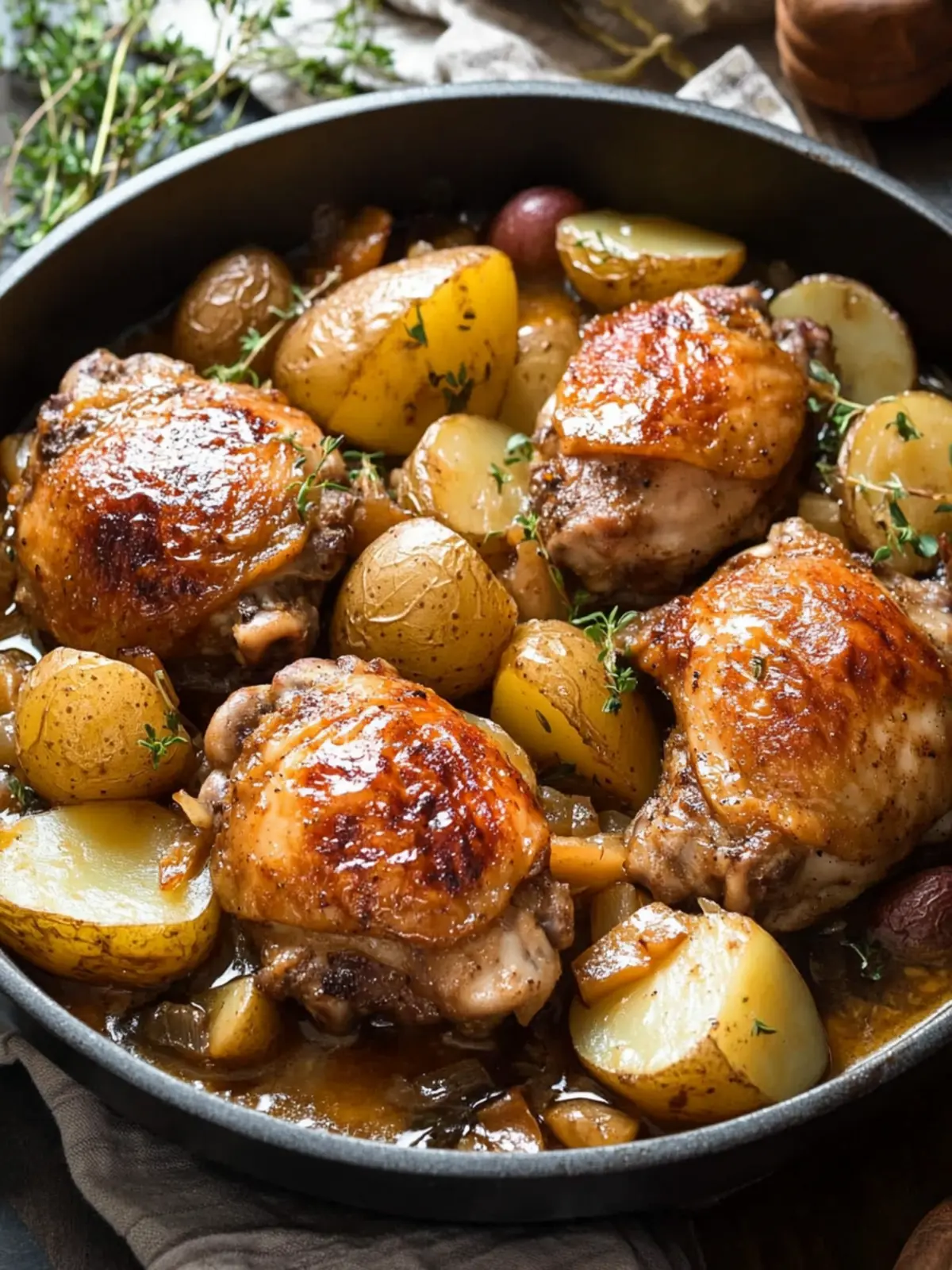 Dijon Braised Chicken Thighs and Potatoes