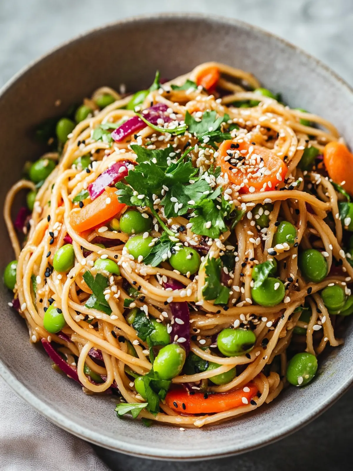Sesame Edamame Noodle Salad