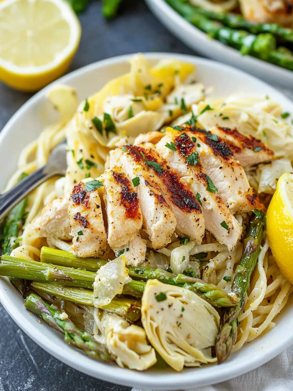 Creamy Lemon Grilled Chicken, Asparagus and Artichoke Pasta Joy 4 Creamy Lemon Grilled Chicken, Asparagus and Artichoke Pasta