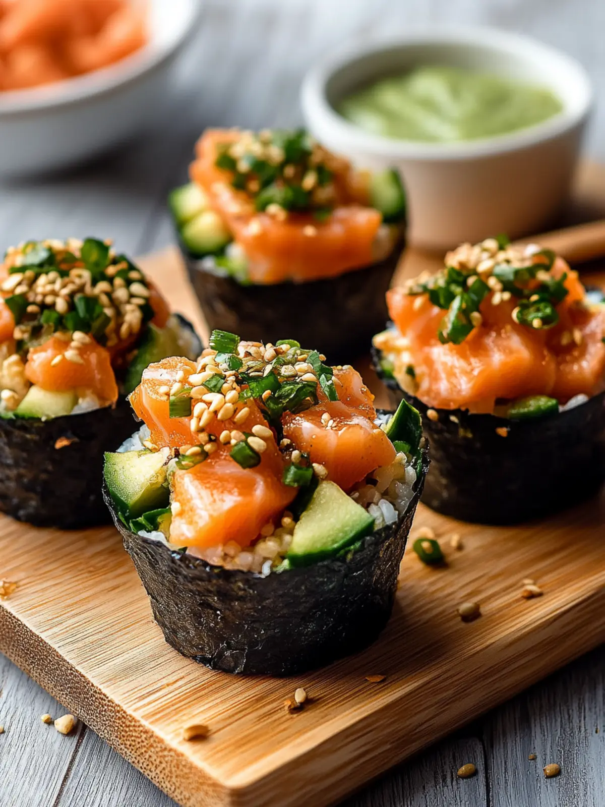 Spicy Baked Salmon Sushi Muffins