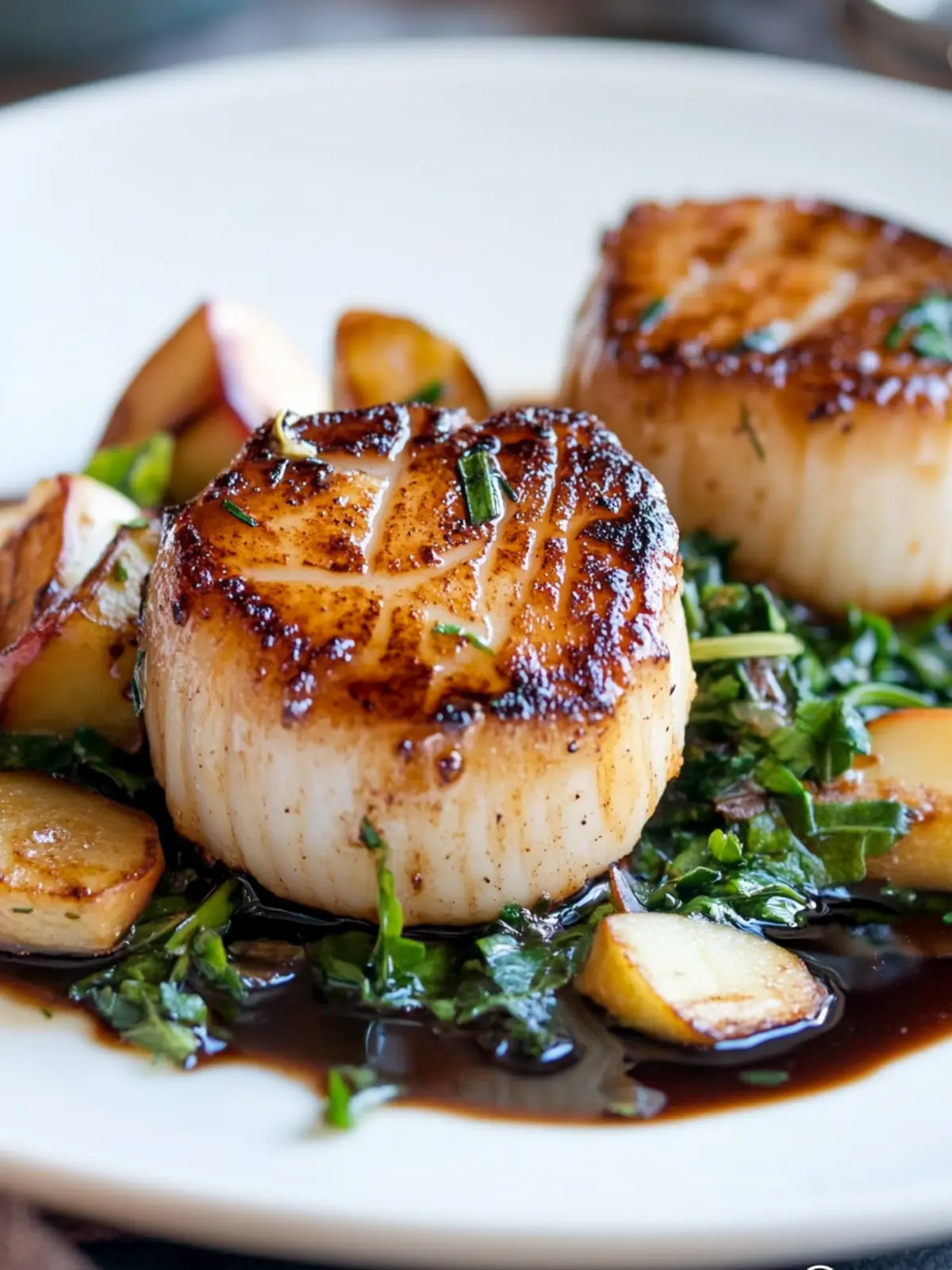 Seared Scallops with Apple Cider-Balsamic Glaze Delight 3 Seared Scallops with Apple Cider-Balsamic Glaze