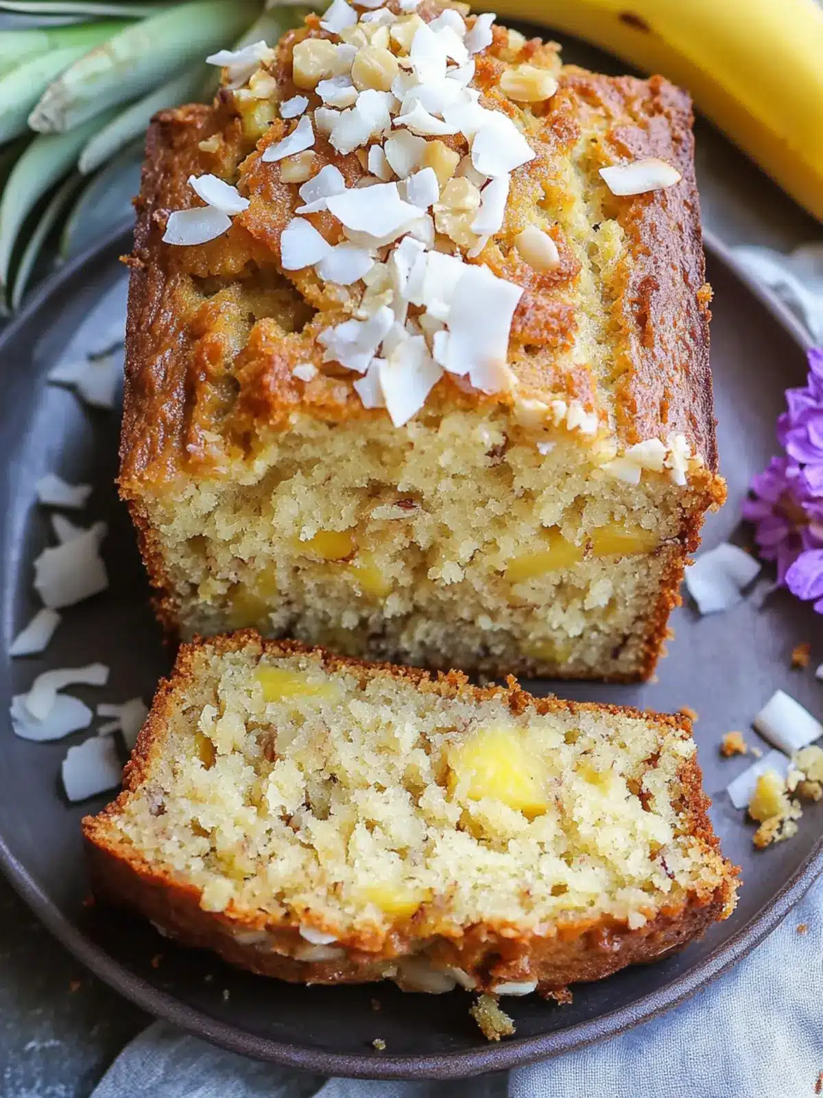 Hawaiian Banana Bread with Pineapple, Coconut & Macadamia Nuts