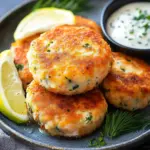 Salmon Cakes with Chive and Garlic Sauce