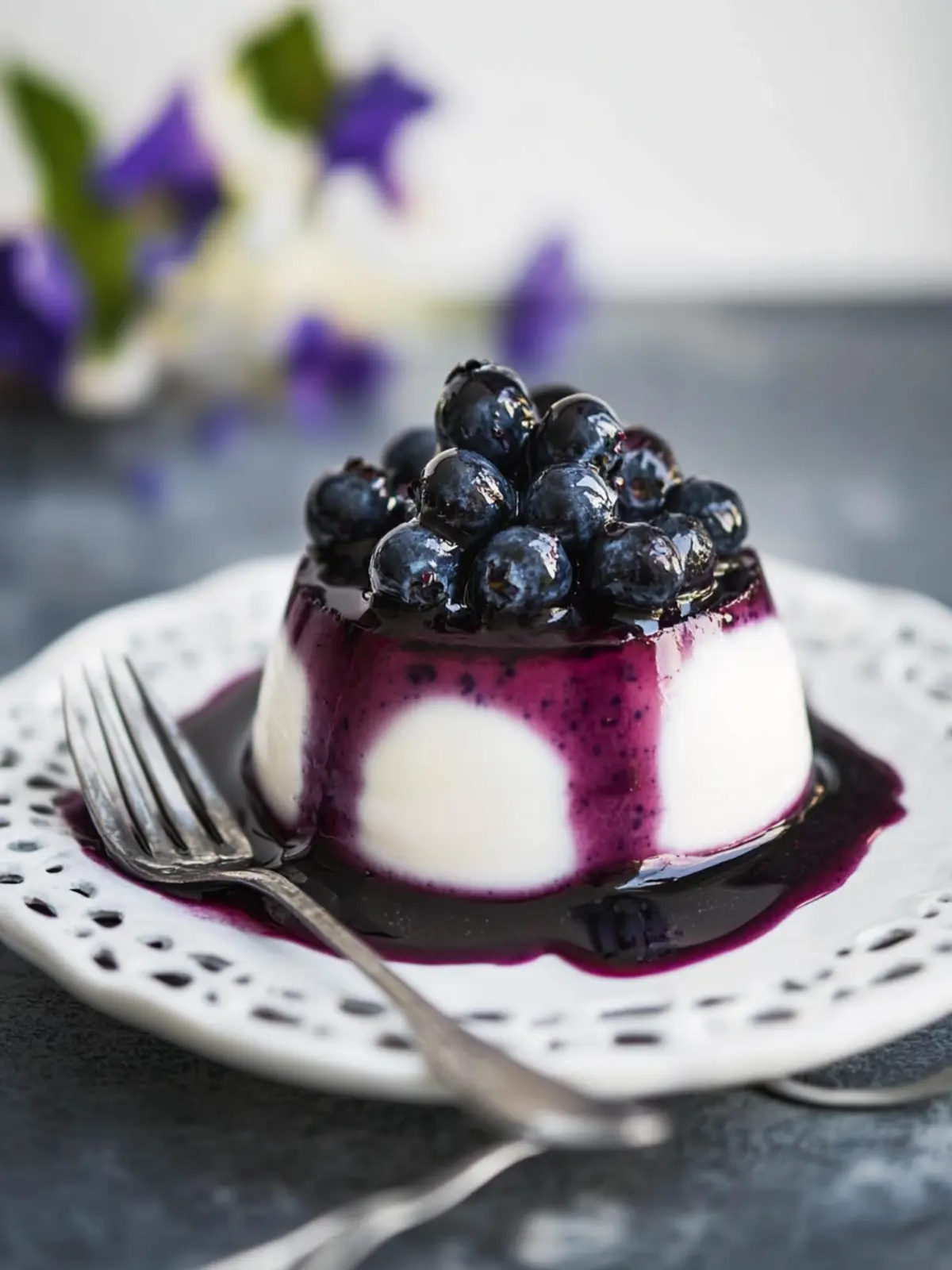 Creamy Coconut Panna Cotta with Irresistible Blueberry Sauce 5 Coconut Panna Cotta with a Blueberry Topping