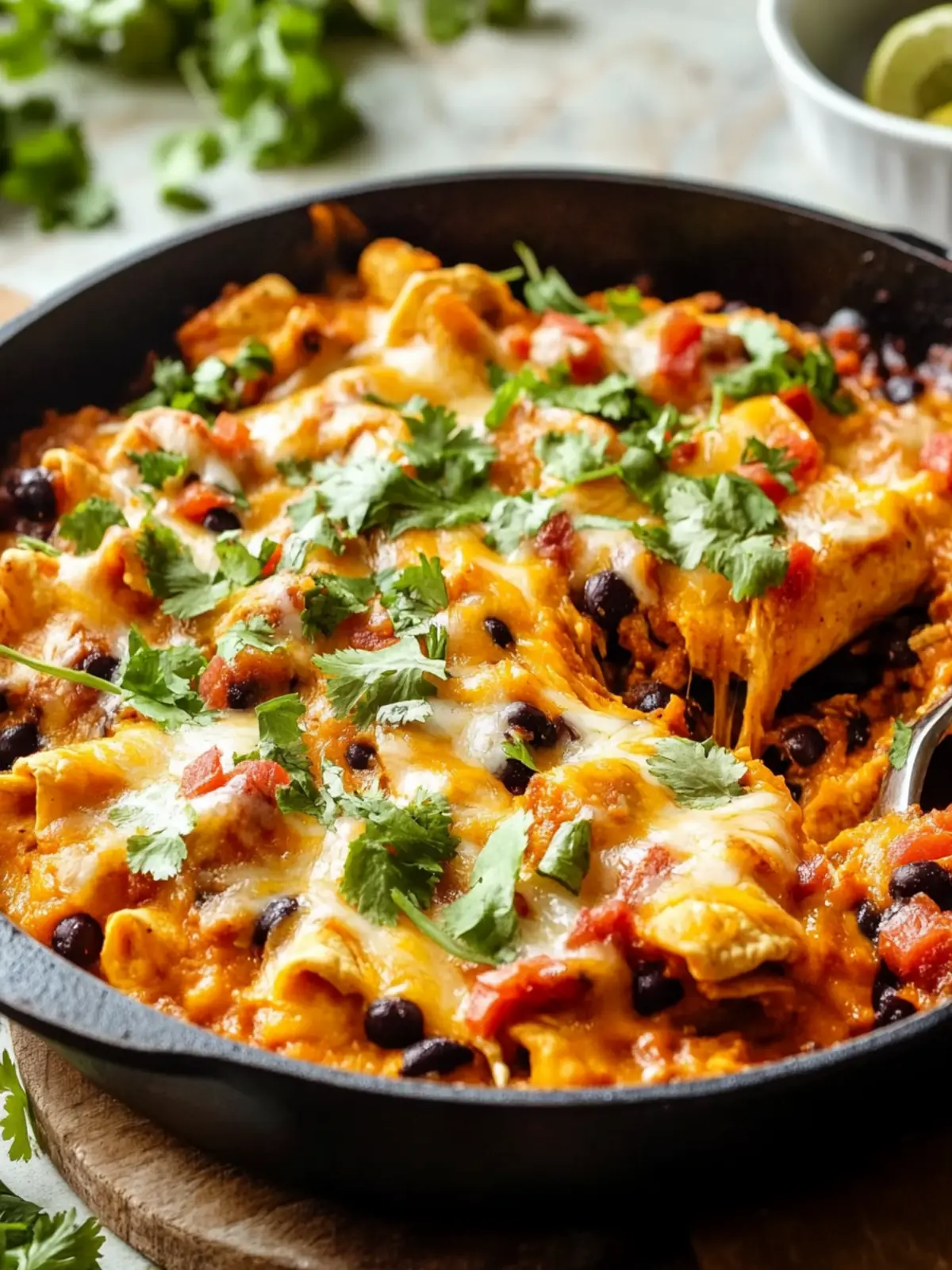 Butternut Squash and Black Bean Enchilada Skillet