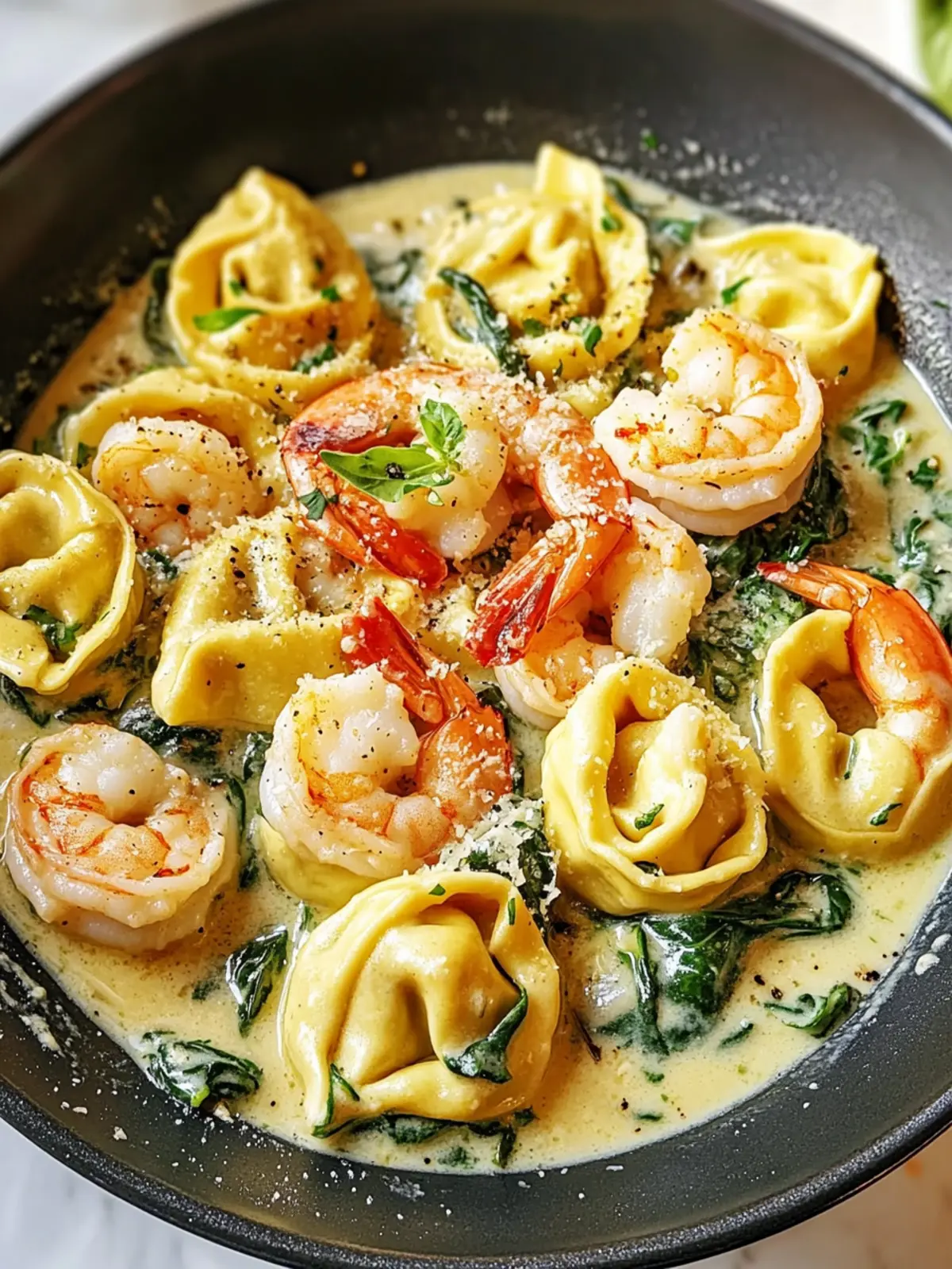 Creamy Shrimp and Spinach Tortellini