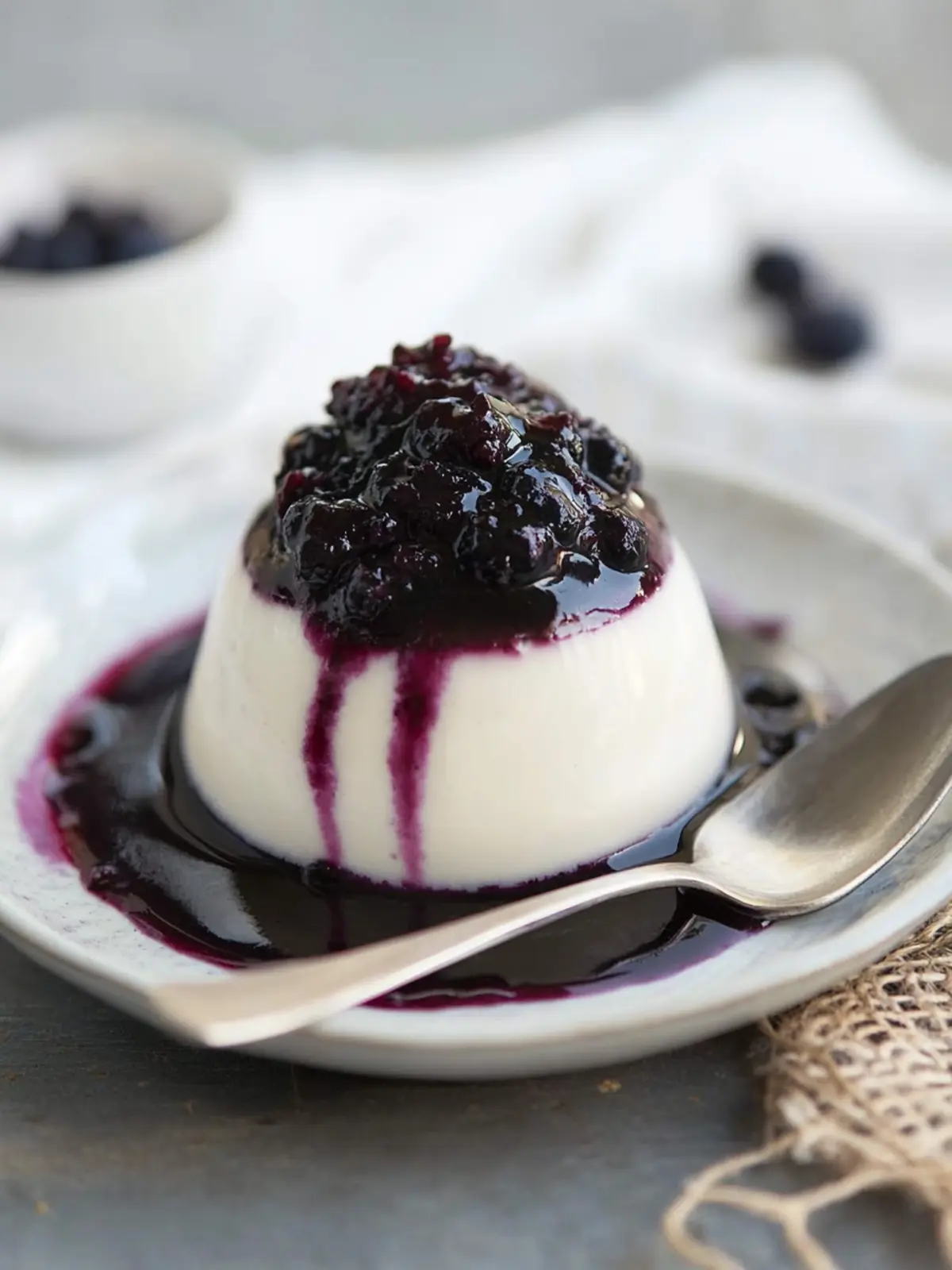 Creamy Coconut Panna Cotta with Irresistible Blueberry Sauce 4 Coconut Panna Cotta with a Blueberry Topping
