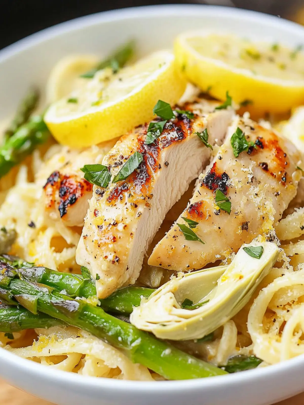 Creamy Lemon Grilled Chicken, Asparagus and Artichoke Pasta Joy 3 Creamy Lemon Grilled Chicken, Asparagus and Artichoke Pasta