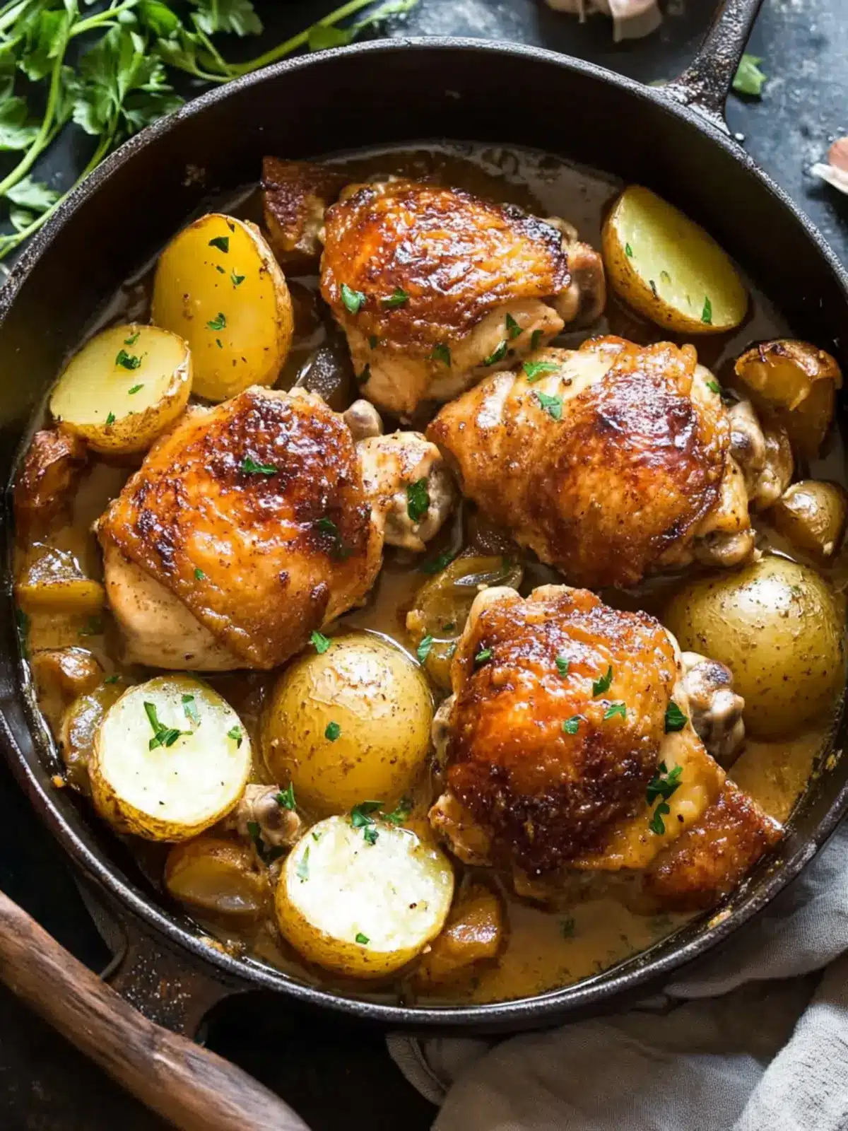 Dijon Braised Chicken Thighs and Potatoes