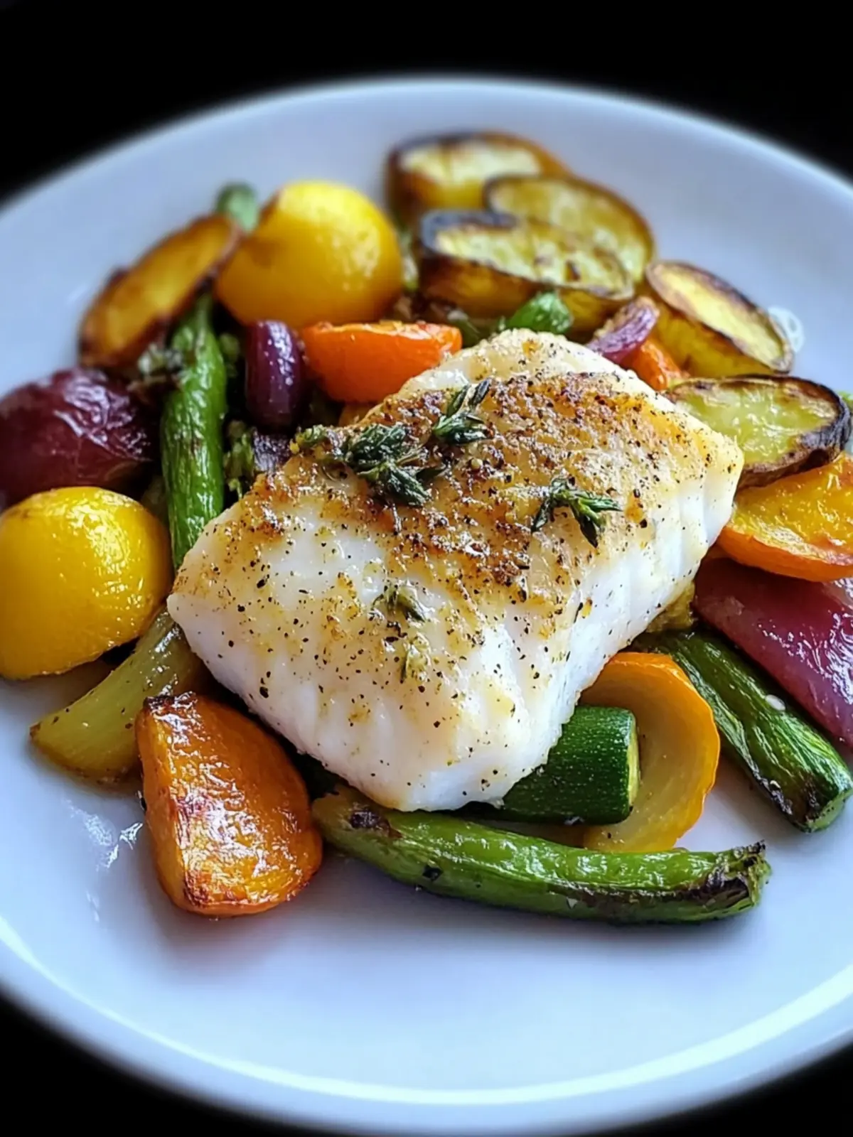 Baked Seasoned Cod Over Sauteed Veggies