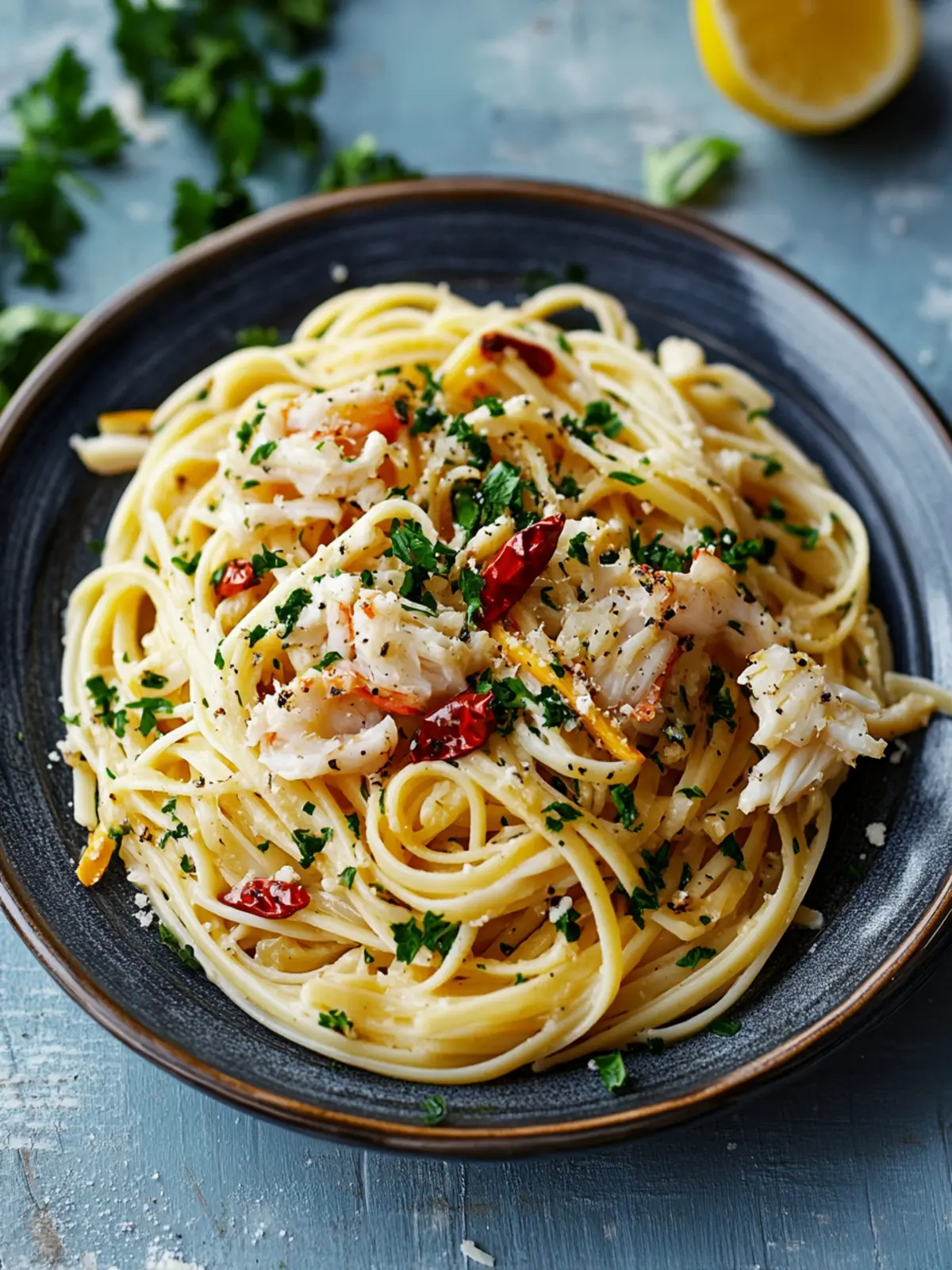 Linguine with Crab, Chilli & Garlic