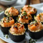 Spicy Baked Salmon Sushi Muffins