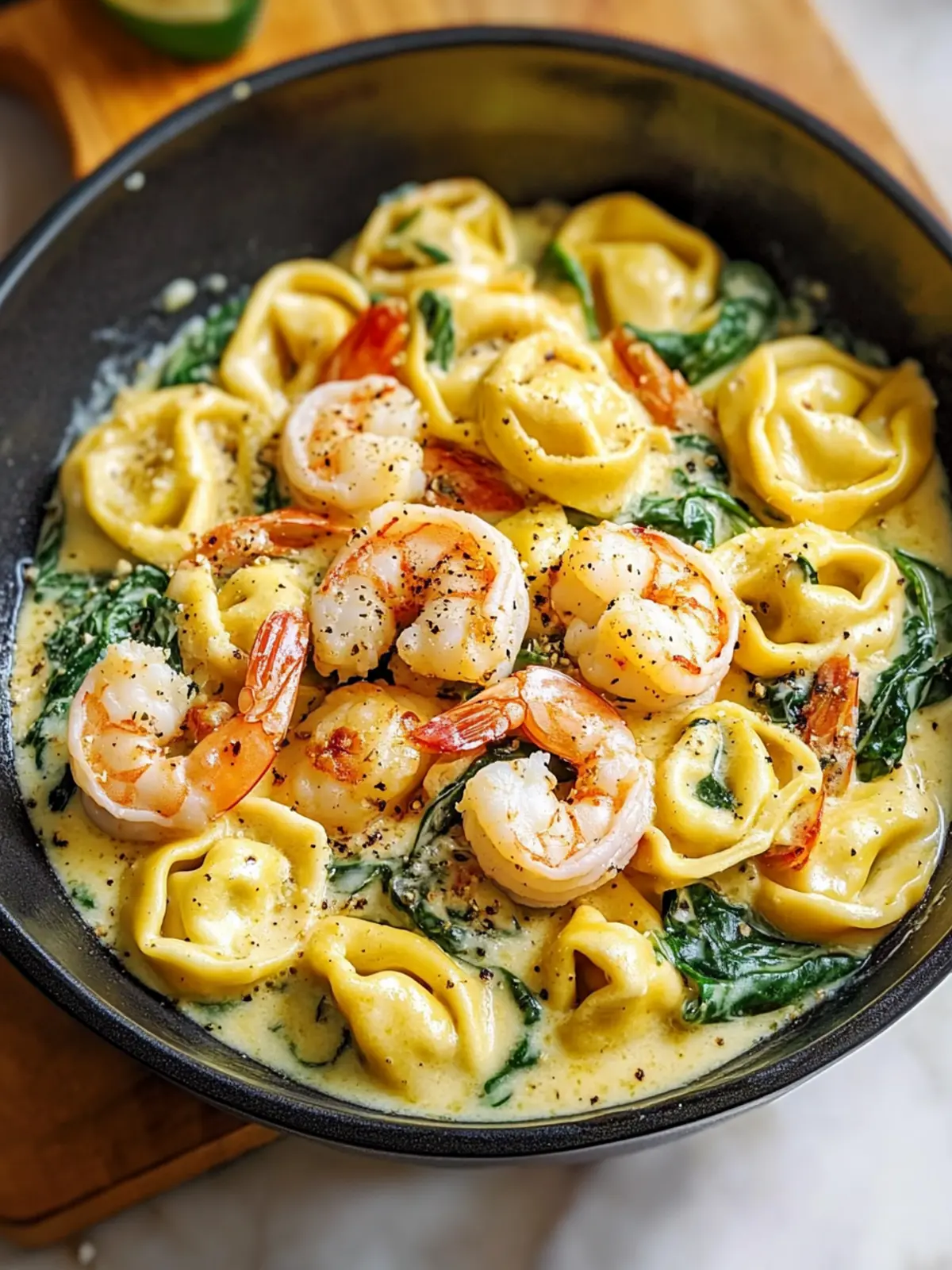 Creamy Shrimp and Spinach Tortellini